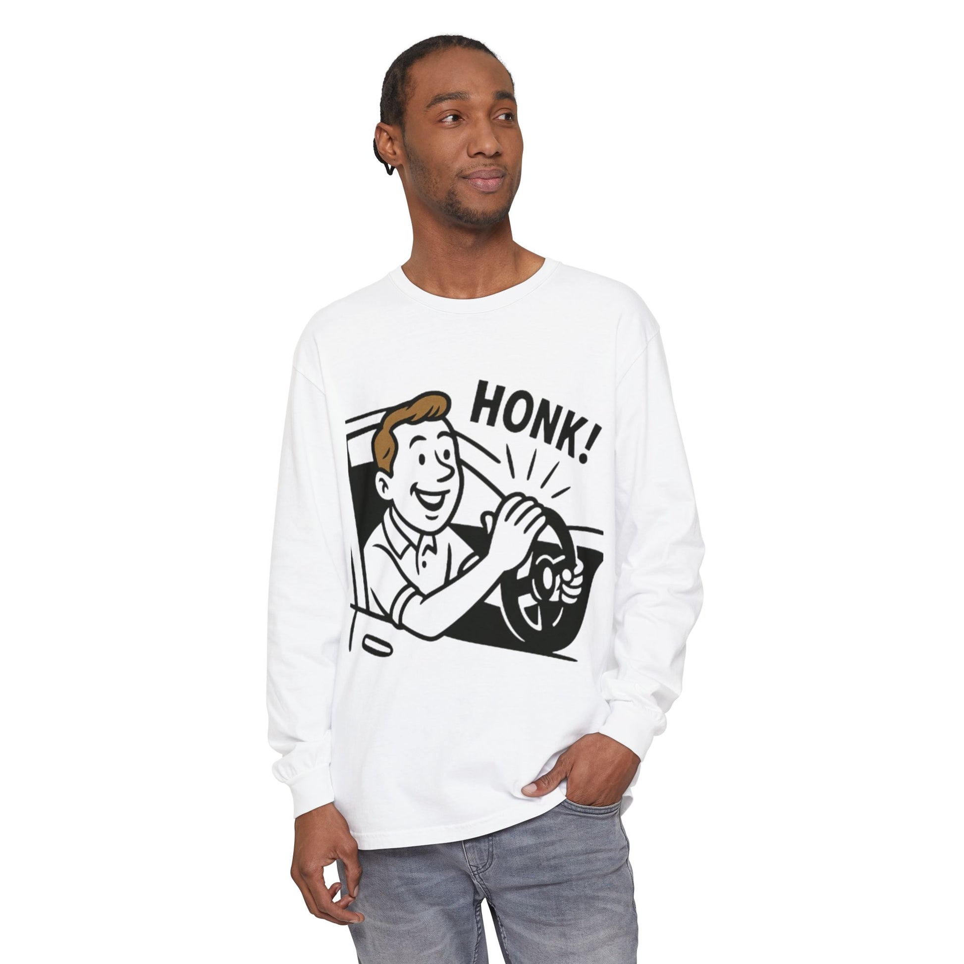 Honk Long Sleeve T-Shirt, Funny Car Enthusiast Tee, Gift for Drivers, Unisex Graphic Shirt, Casual Wear, Auto Humor Tee
