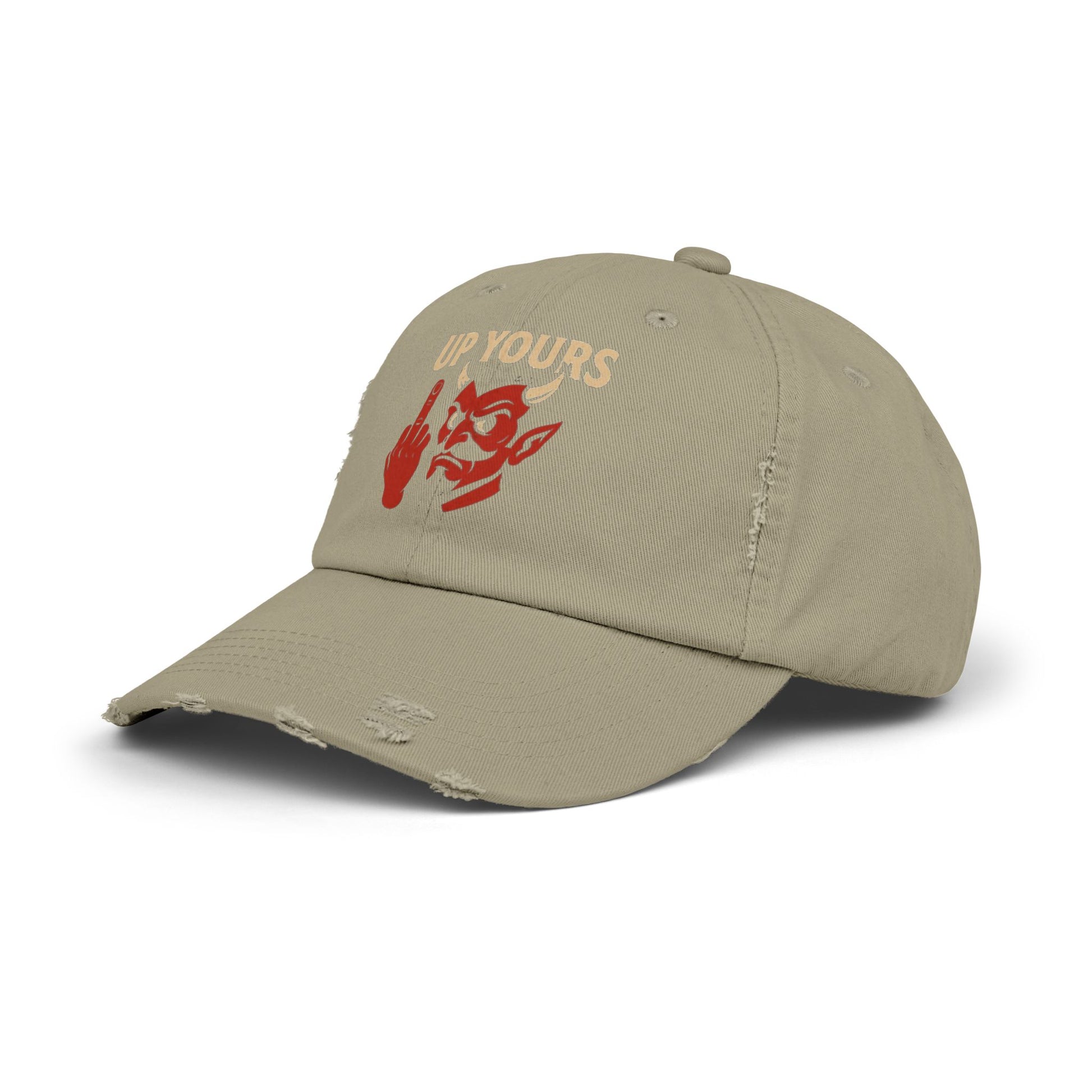 Unisex Distressed Cap with Up Yours Design, Casual Hat, Trendy Accessories, Gift for Him/Her, Streetwear Fashion, Humor Merchandise