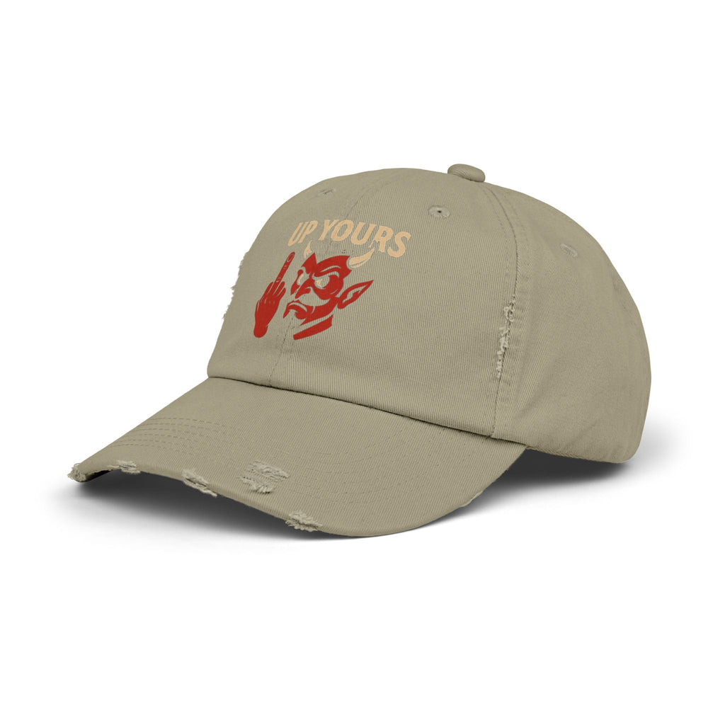 Unisex Distressed Cap with Up Yours Design, Casual Hat, Trendy Accessories, Gift for Him/Her, Streetwear Fashion, Humor Merchandise