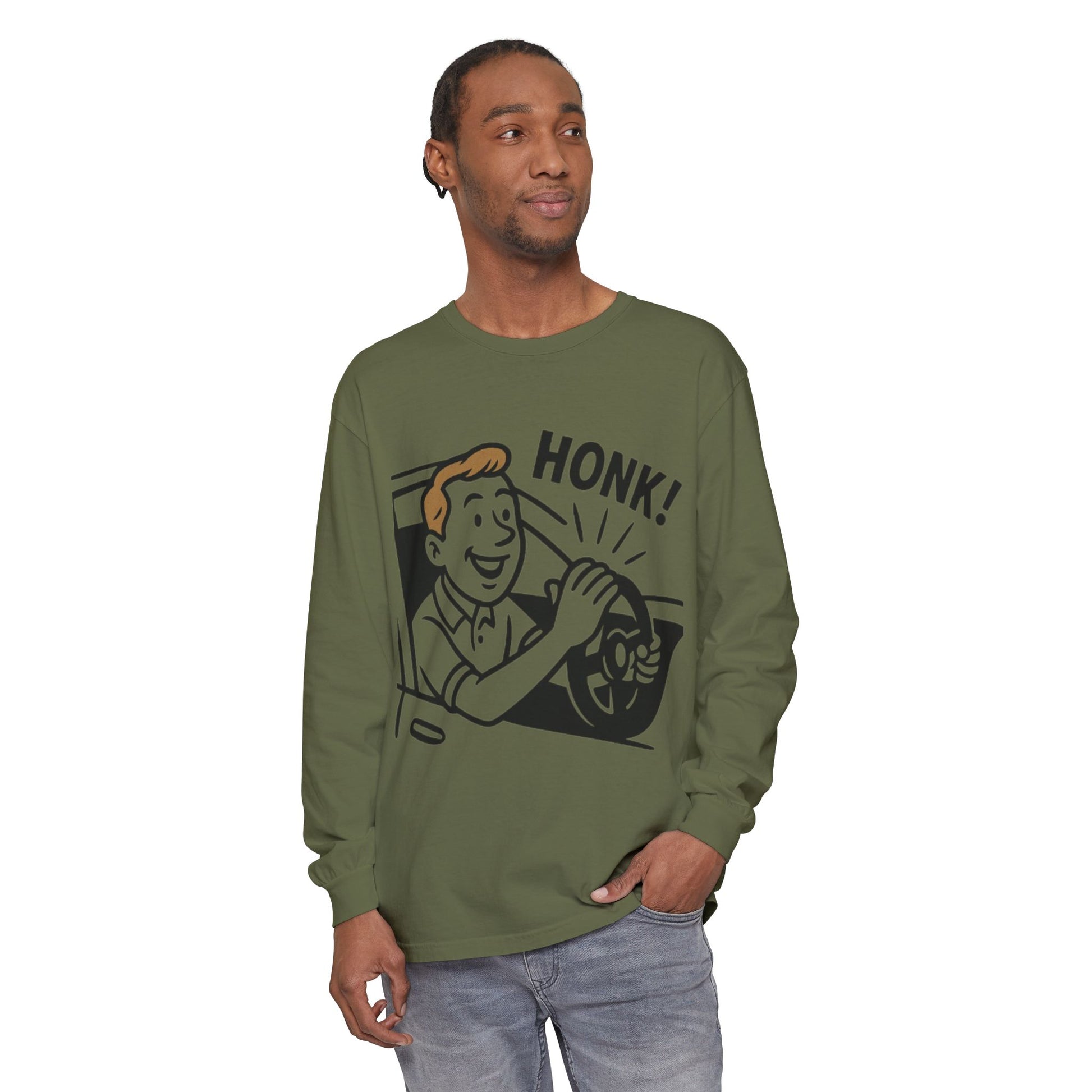 Honk Long Sleeve T-Shirt, Funny Car Enthusiast Tee, Gift for Drivers, Unisex Graphic Shirt, Casual Wear, Auto Humor Tee