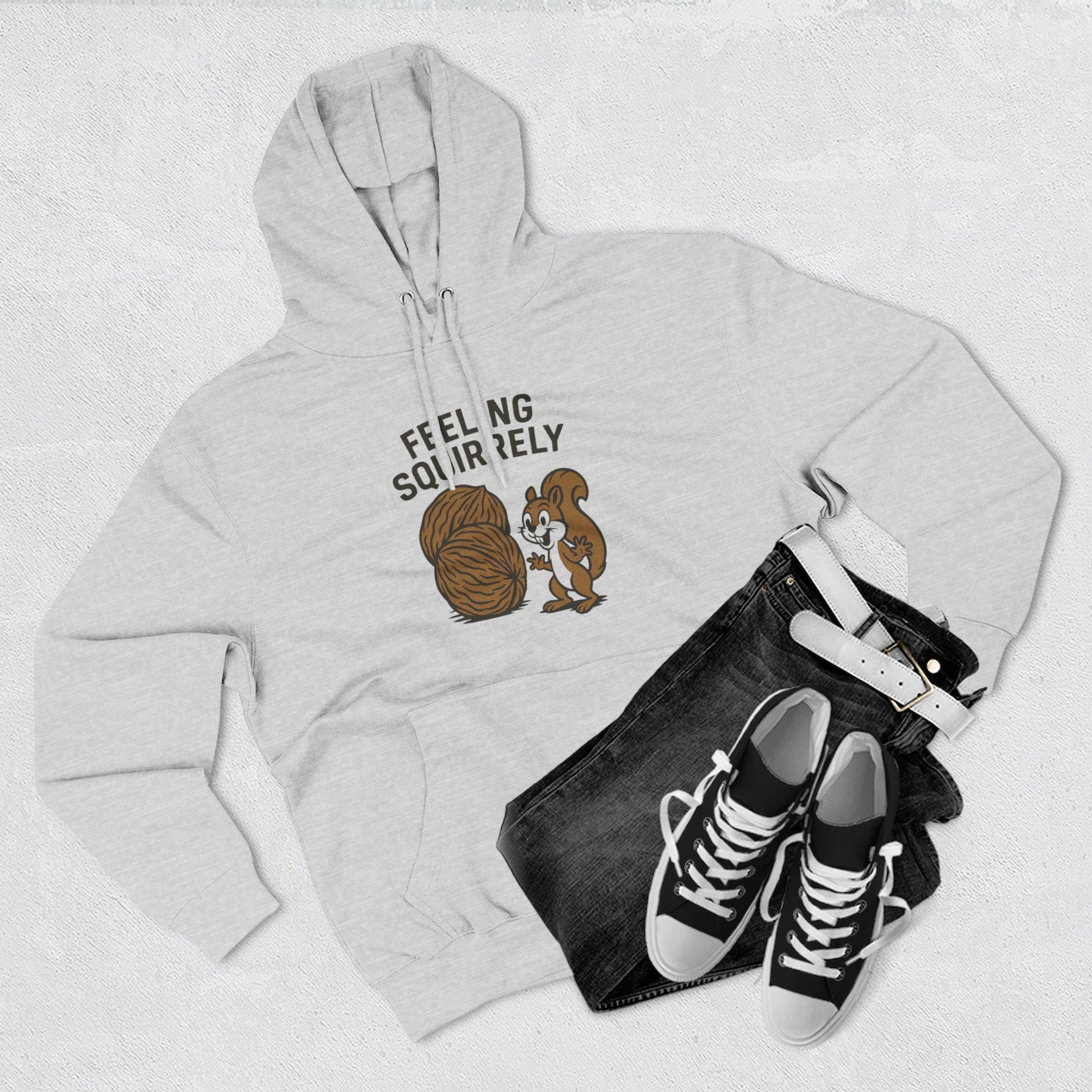 Feeling Squirrelly Hoodie - Cozy Fleece Sweatshirt, Gift for Animal Lovers, Fall Fashion, Fun Hoodie for Friends, Quirky Apparel
