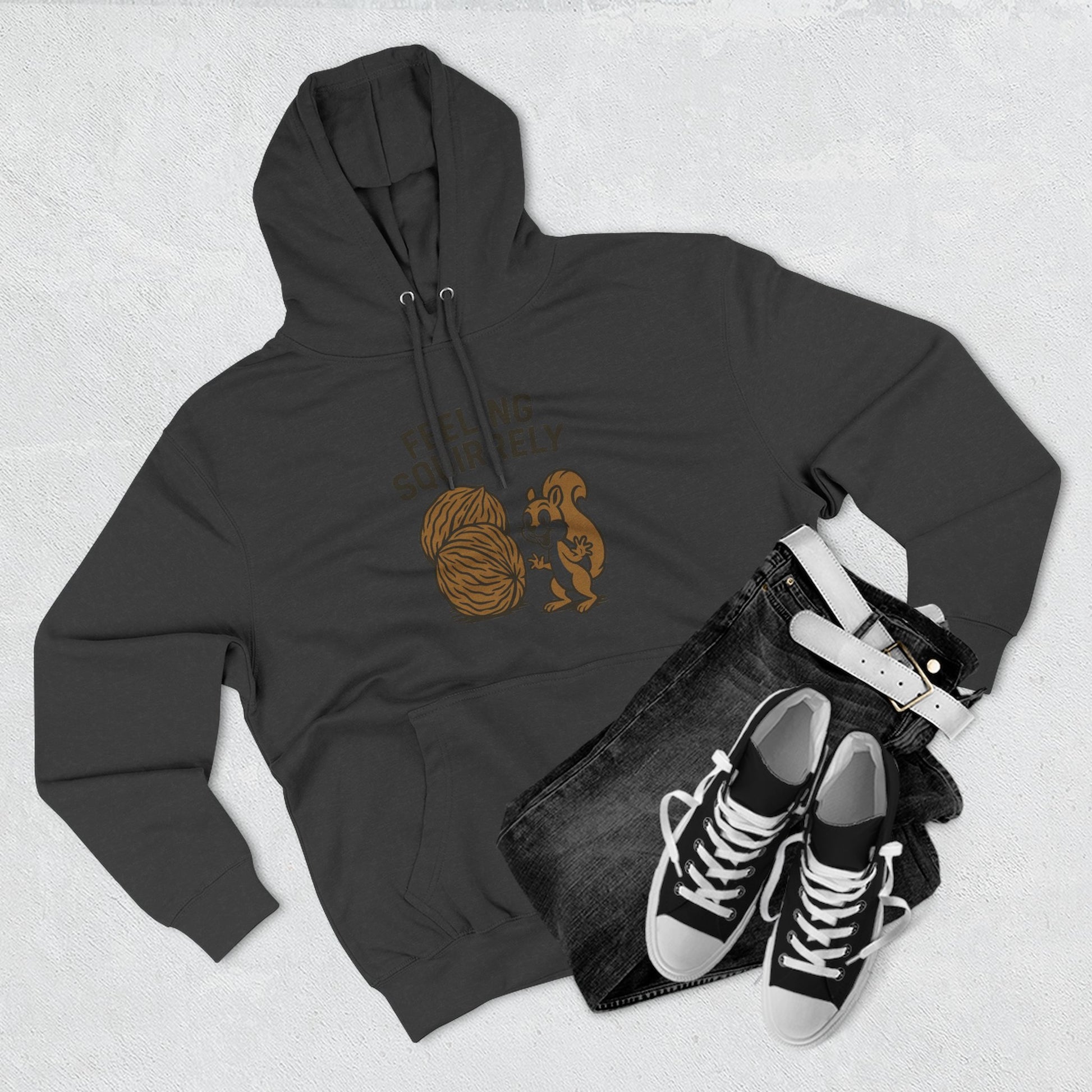 Feeling Squirrelly Hoodie - Cozy Fleece Sweatshirt, Gift for Animal Lovers, Fall Fashion, Fun Hoodie for Friends, Quirky Apparel