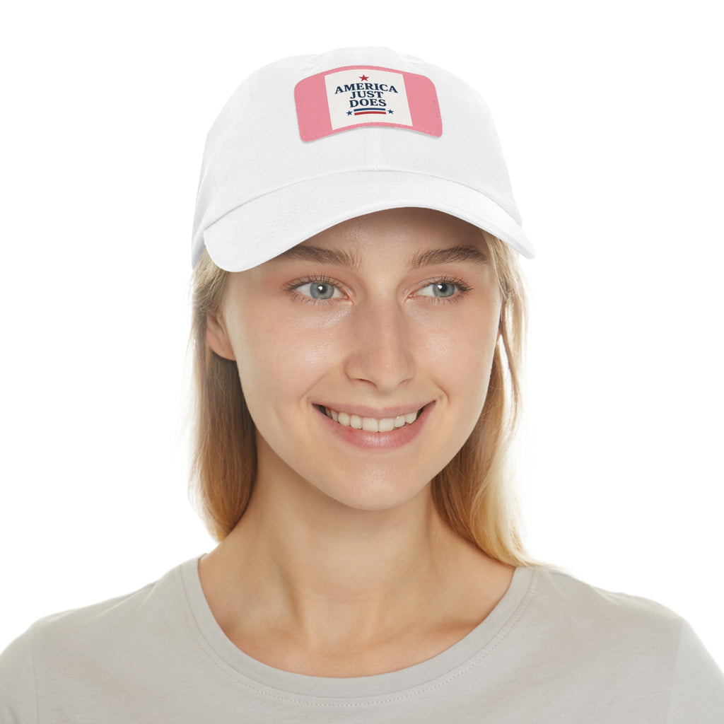 Patriotic Dad Hat with Leather Patch, Casual Cap, American Pride Accessory, Unique Gift for Dad, Summer Style Headwear