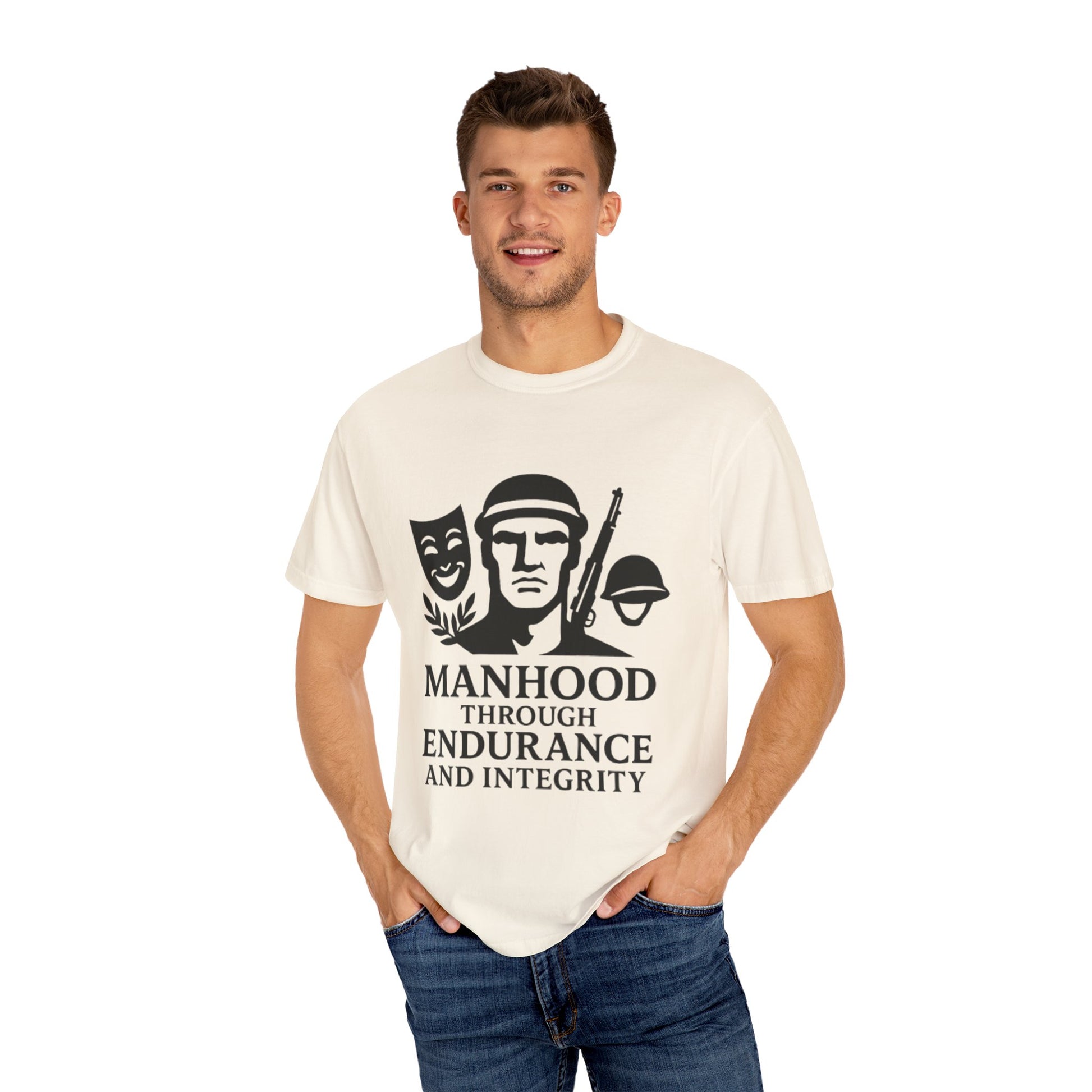 Inspirational Unisex T-Shirt: Manhood Through Endurance and Integrity, Gift for Dads, Motivational Apparel, Everyday Wear, Men's T-Shirt