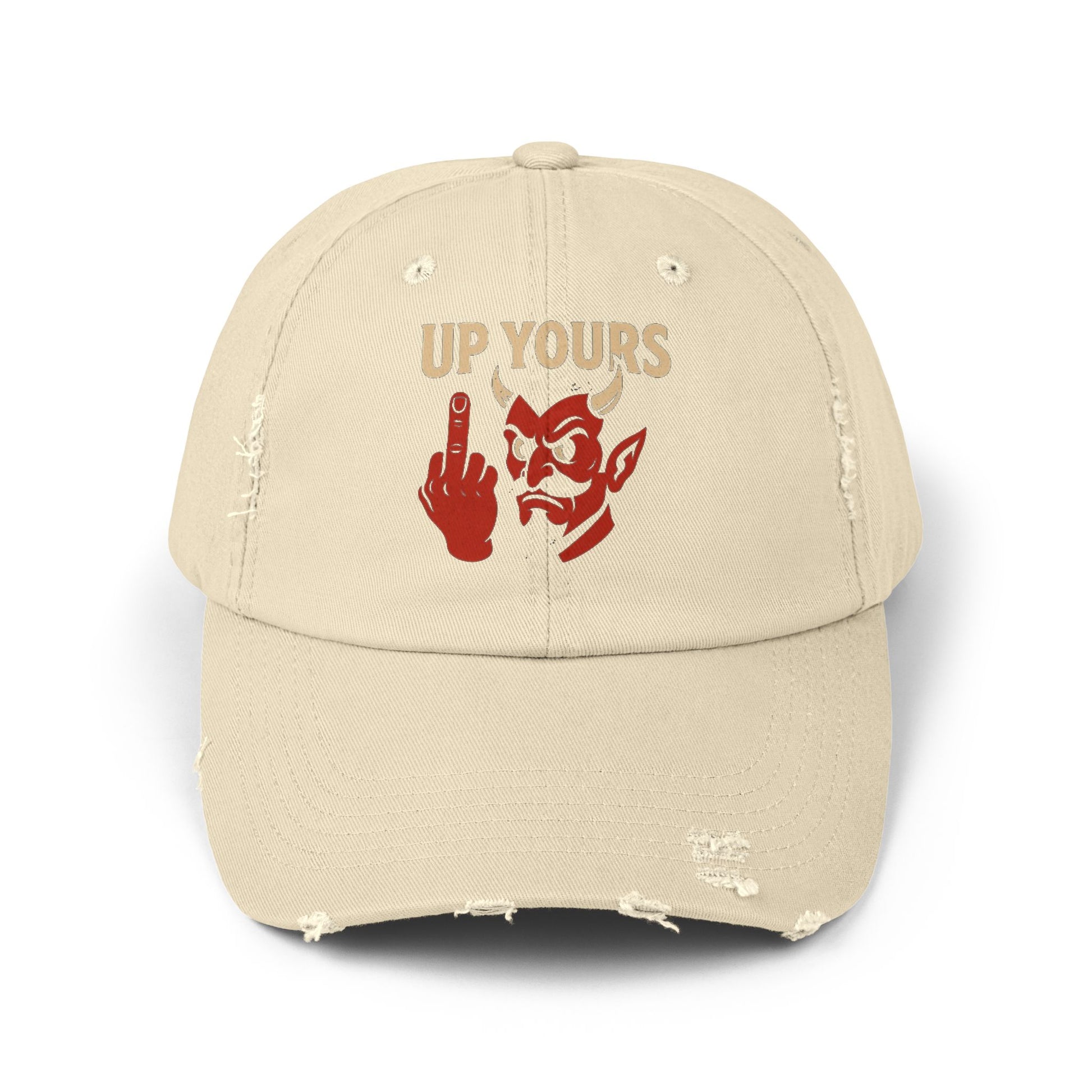 Unisex Distressed Cap with Up Yours Design, Casual Hat, Trendy Accessories, Gift for Him/Her, Streetwear Fashion, Humor Merchandise