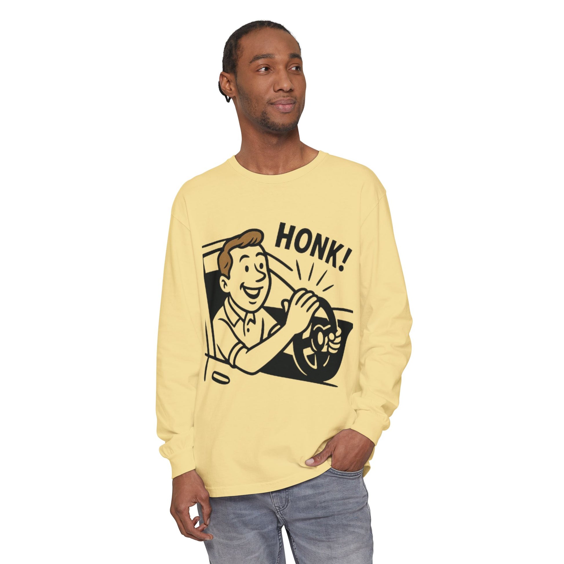 Honk Long Sleeve T-Shirt, Funny Car Enthusiast Tee, Gift for Drivers, Unisex Graphic Shirt, Casual Wear, Auto Humor Tee