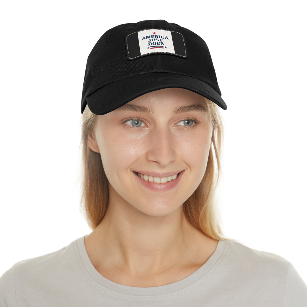 Patriotic Dad Hat with Leather Patch, Casual Cap, American Pride Accessory, Unique Gift for Dad, Summer Style Headwear