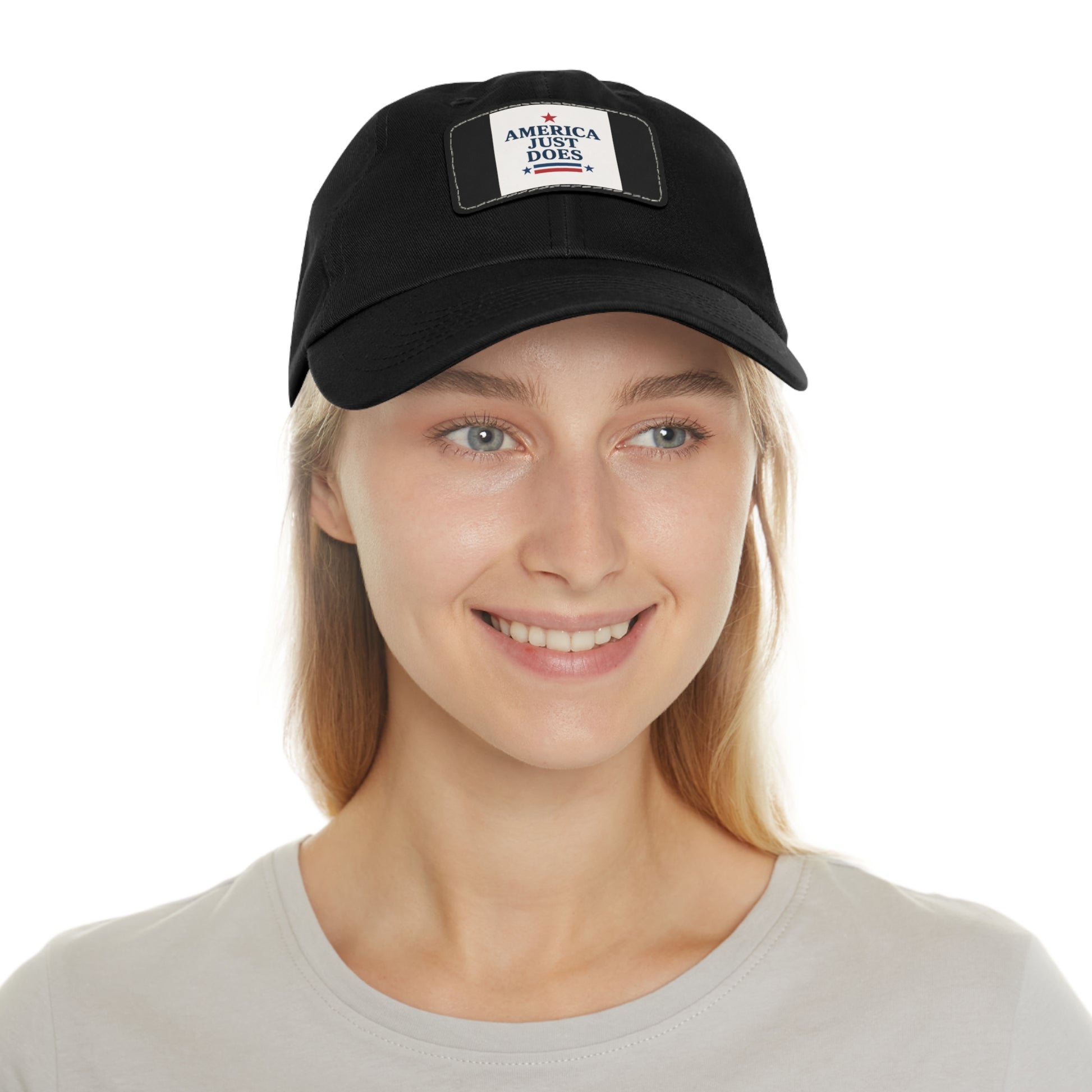 Patriotic Dad Hat with Leather Patch, Casual Cap, American Pride Accessory, Unique Gift for Dad, Summer Style Headwear