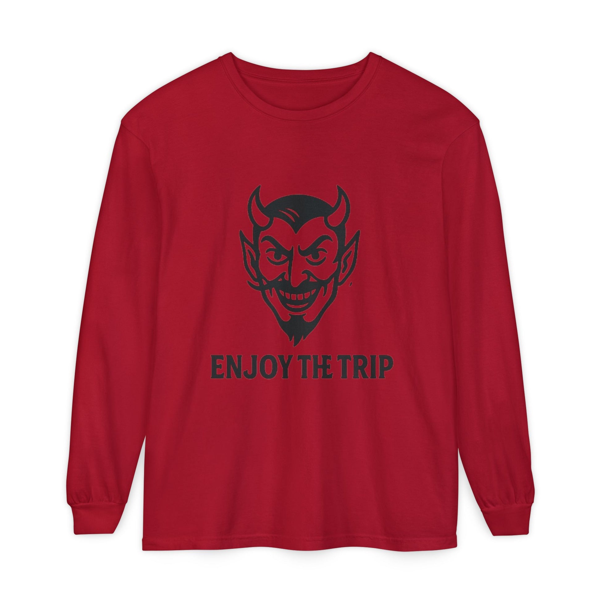 Unisex Long Sleeve Tee - Enjoy the Trip Graphic, Gift for Travelers, Halloween Apparel, Casual Style, Streetwear Essentials