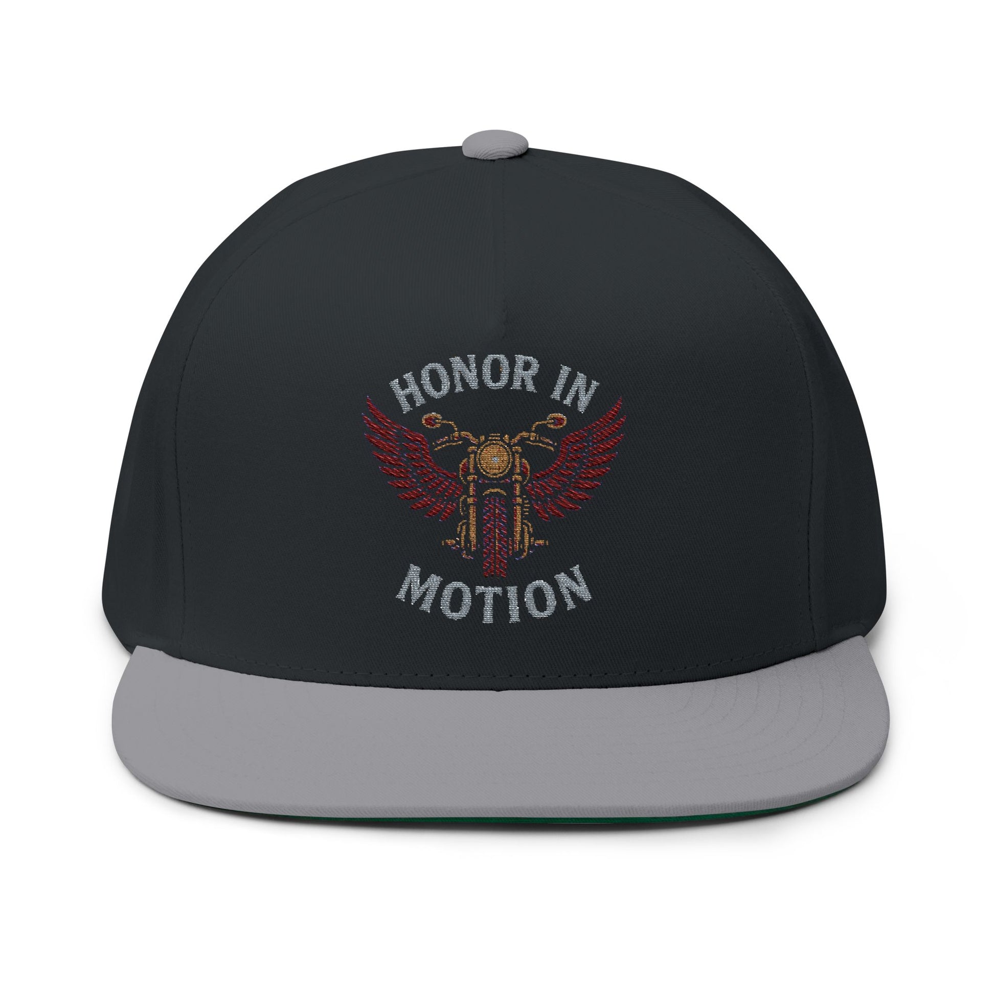 Flat Bill Cap: Honor in Motion Embroidered Hat for Athletes, Sports Lovers, Casual Wear, Gift for Him, Trendy Accessories