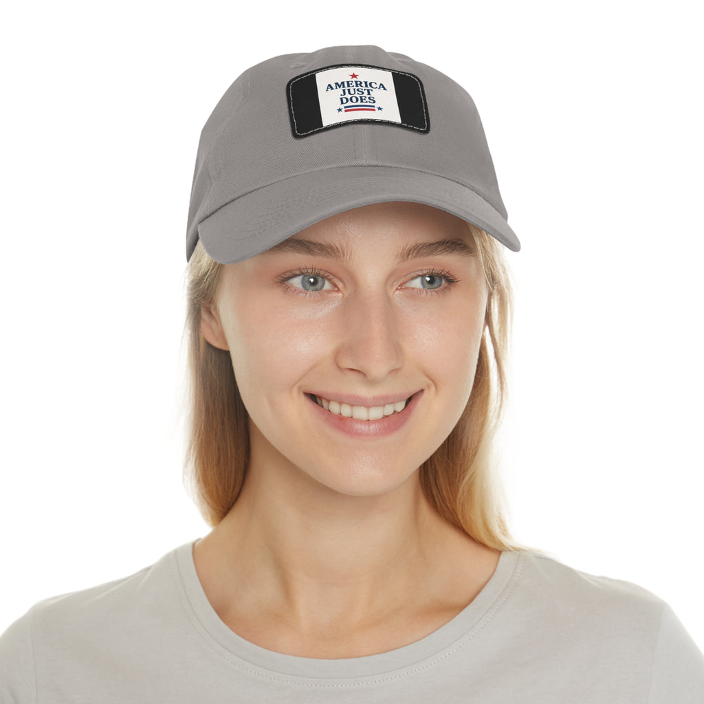 Patriotic Dad Hat with Leather Patch, Casual Cap, American Pride Accessory, Unique Gift for Dad, Summer Style Headwear