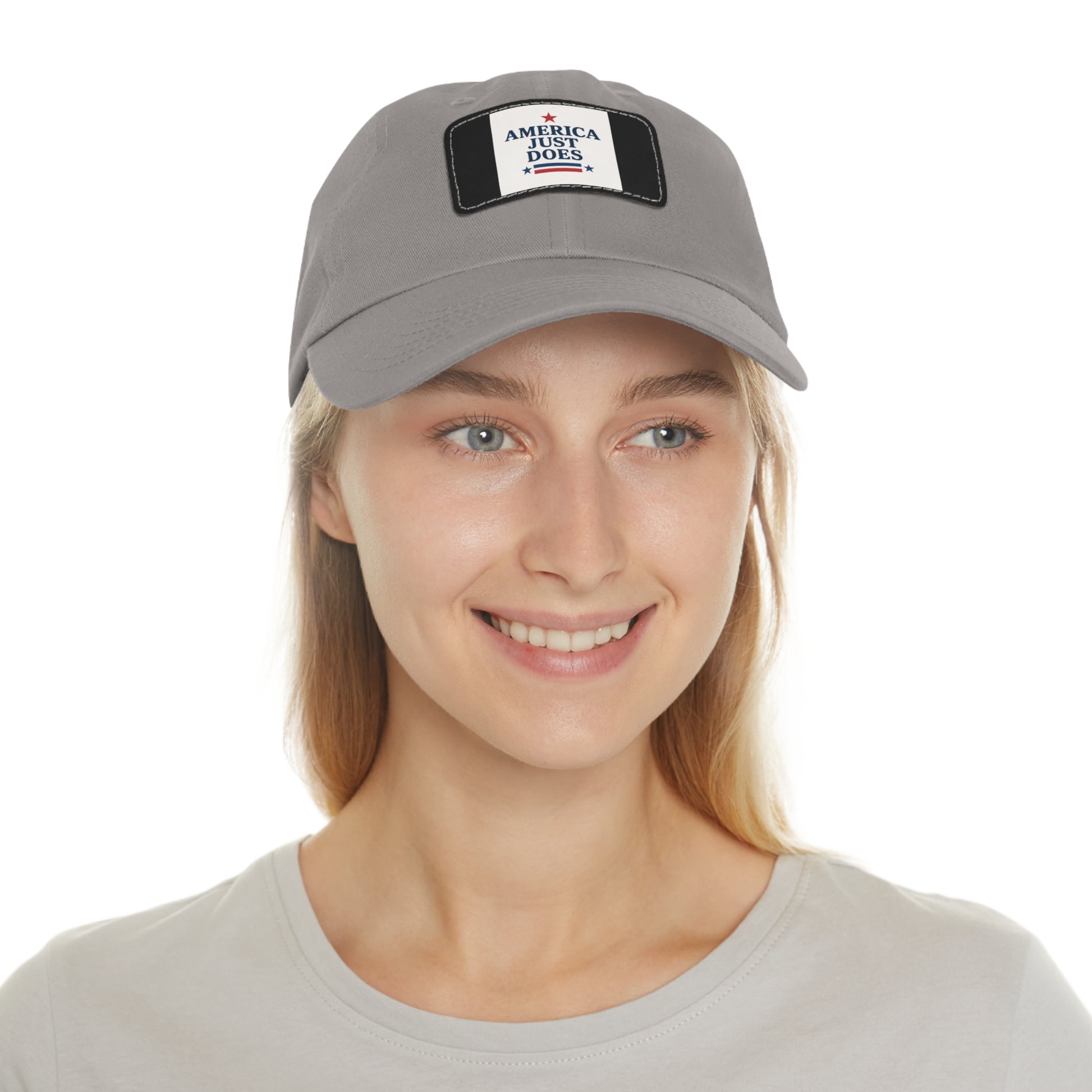 Patriotic Dad Hat with Leather Patch, Casual Cap, American Pride Accessory, Unique Gift for Dad, Summer Style Headwear