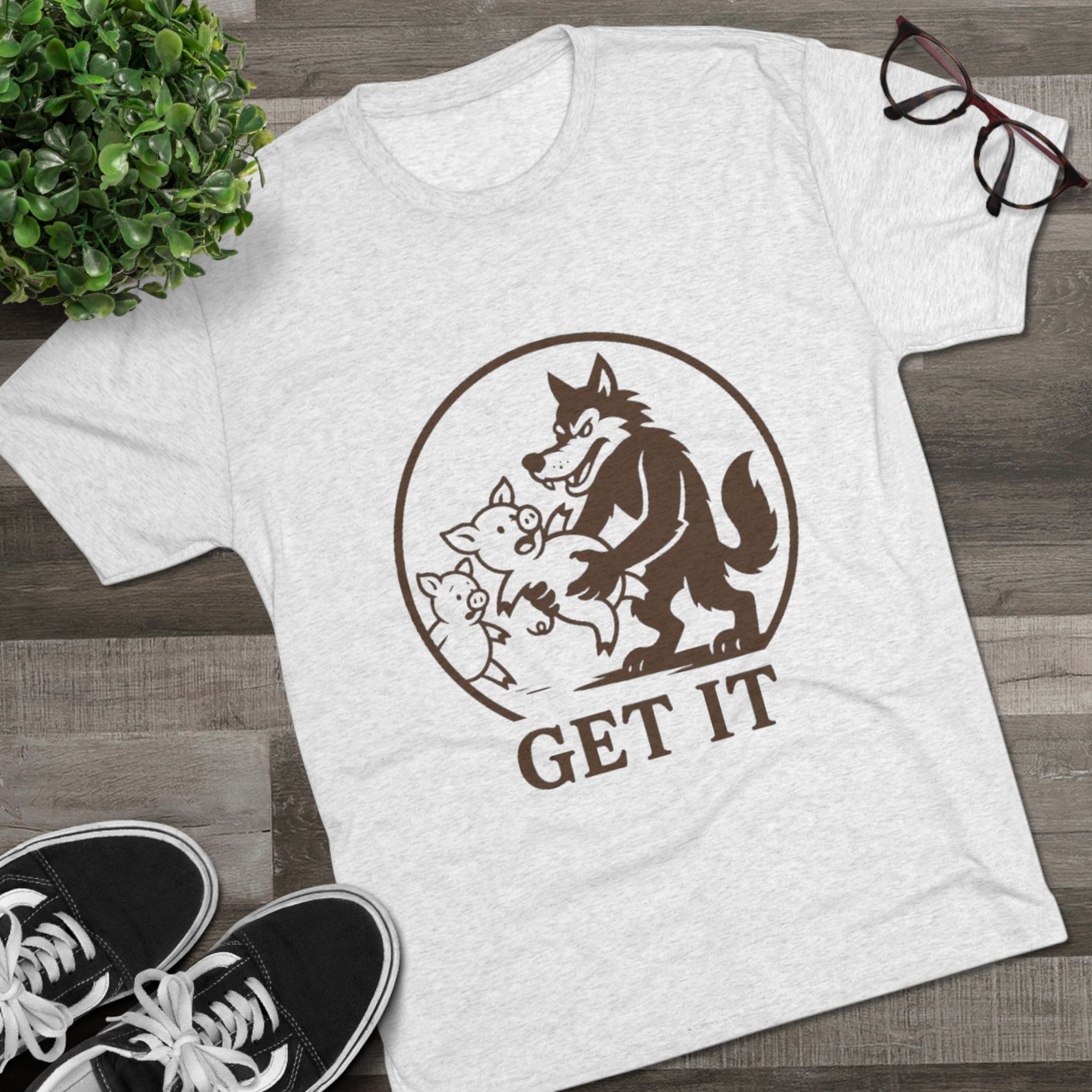 Playful Animal Graphic Tee - Unisex Crew Shirt, Funny Wolf Design, Gifts for Animal Lovers, Casual Wear, Humor Apparel, Birthday Gift
