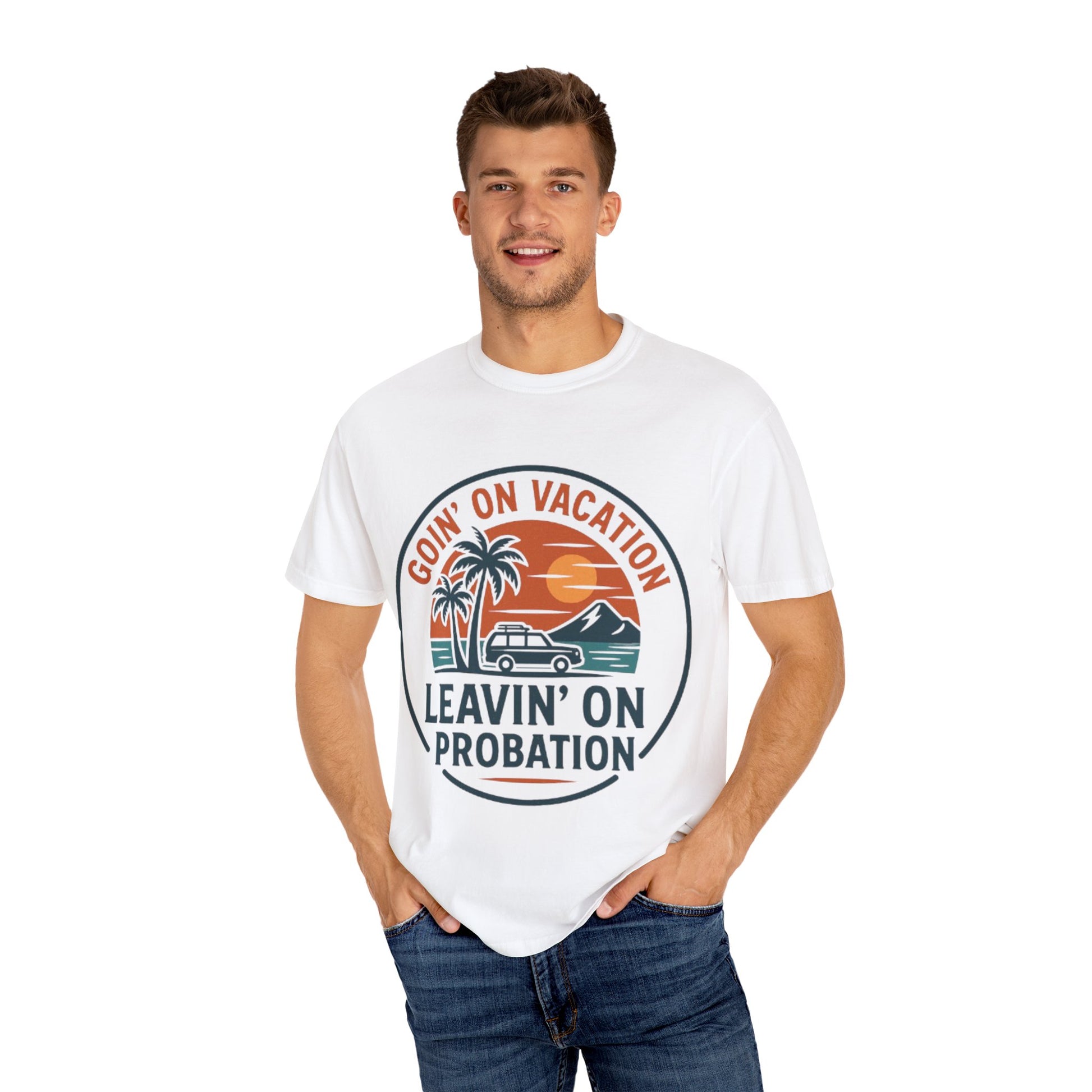 Vacation Vibes Graphic Tee - Goin' on Vacation, Leavin' on Probation, Gift for Travelers, Summer T-Shirt, Fun Casual Wear, Unisex Apparel
