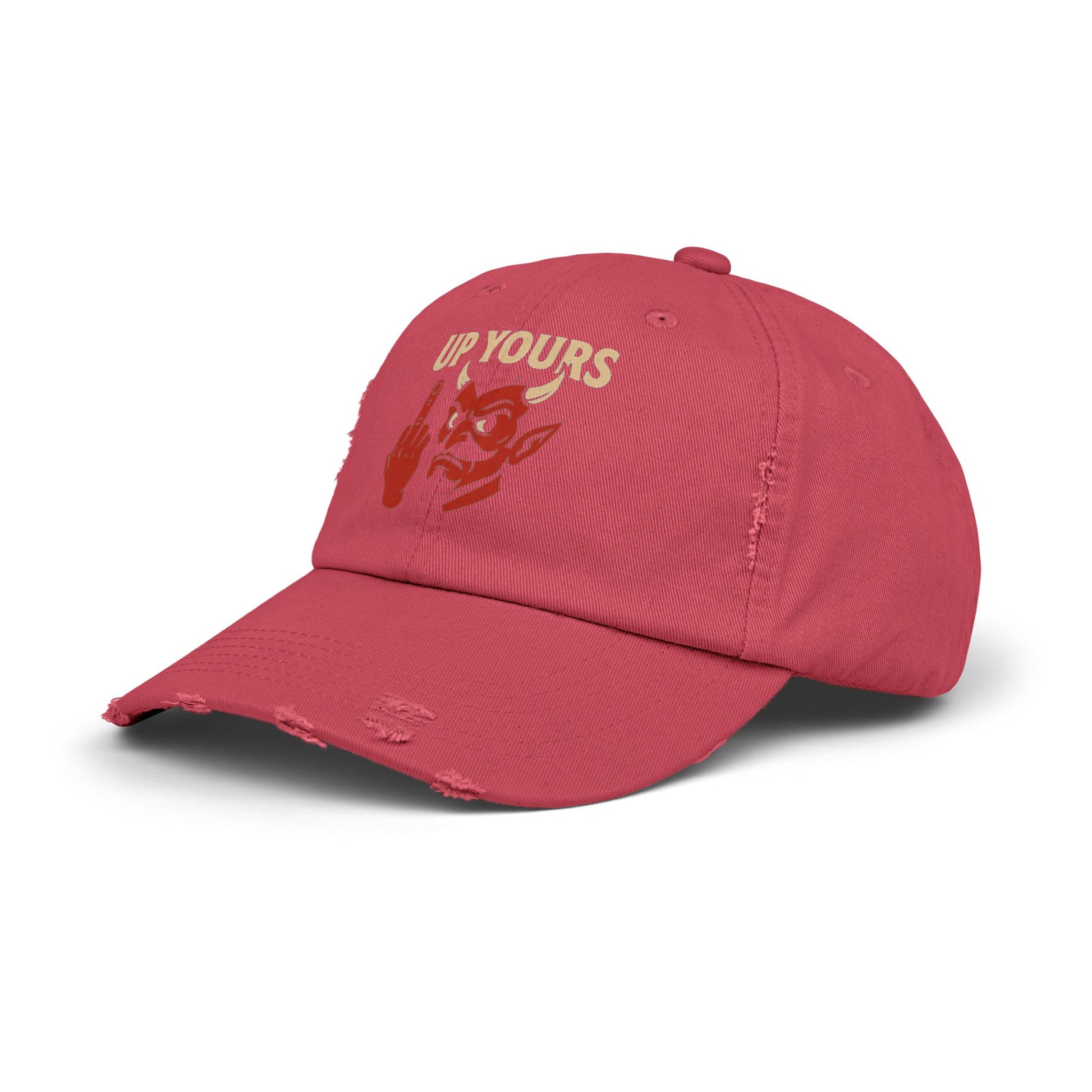 Unisex Distressed Cap with Up Yours Design, Casual Hat, Trendy Accessories, Gift for Him/Her, Streetwear Fashion, Humor Merchandise