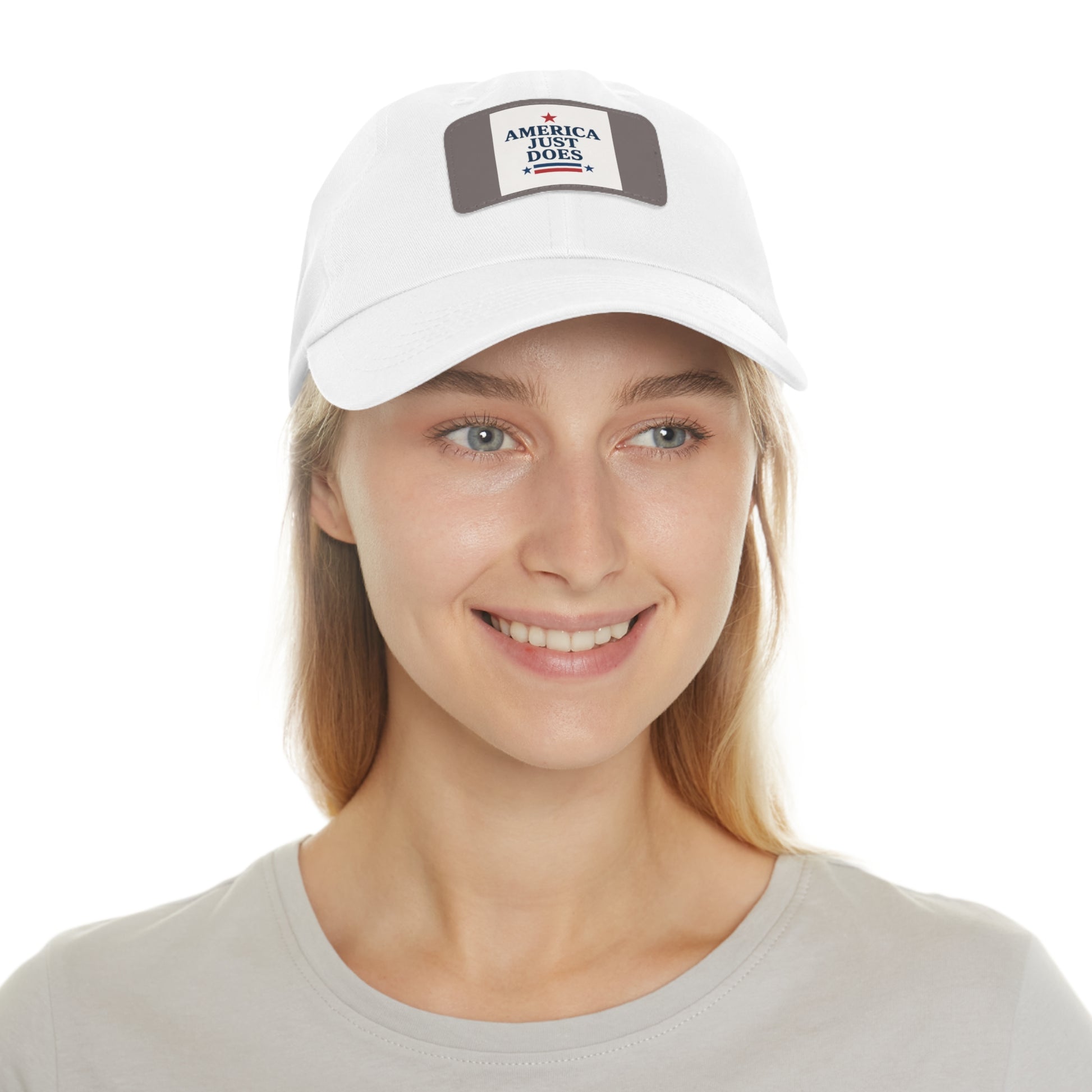 Patriotic Dad Hat with Leather Patch, Casual Cap, American Pride Accessory, Unique Gift for Dad, Summer Style Headwear