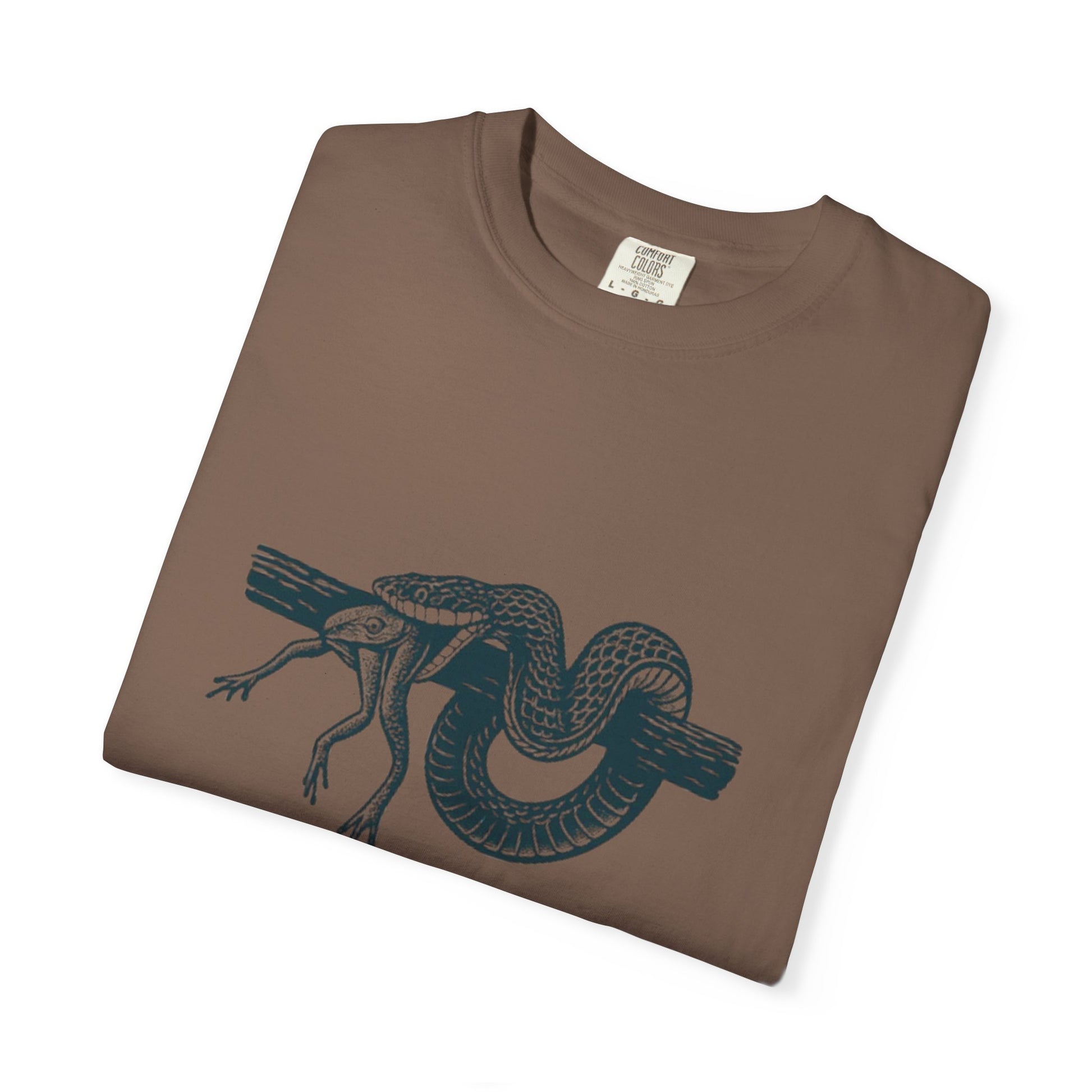 Snake and Frog Unisex T-Shirt - Nature Lover Gift, Adventure Apparel, Unique Graphic Tee, Eco-Friendly Fashion, Wildlife Enthusiast Shirt