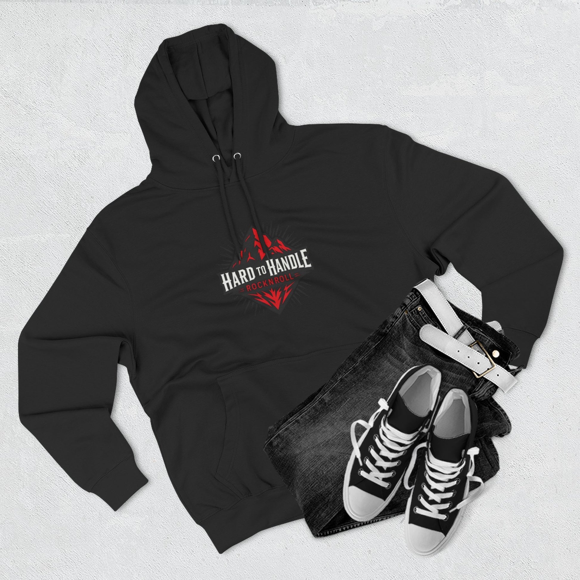 Rock On Fleece Hoodie - A Hard to Handle Design, Music Lover Gift, Cozy Layer, Festival Wear, Gift for Guitarists