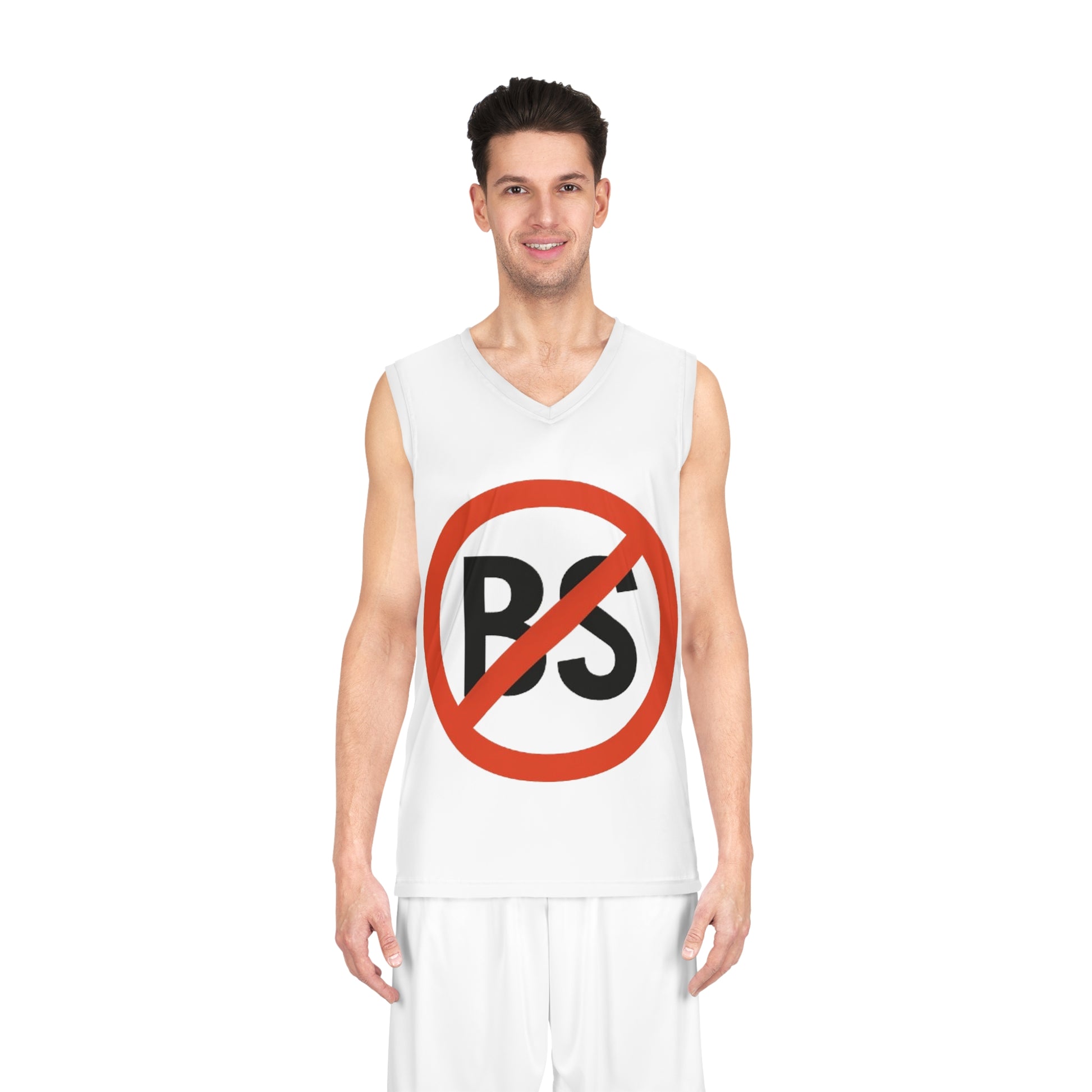 Bold Statement Basketball Jersey, No BS Sports Jersey, Athletic Wear, Gift for Sports Lovers, Trendy Gym Outfit