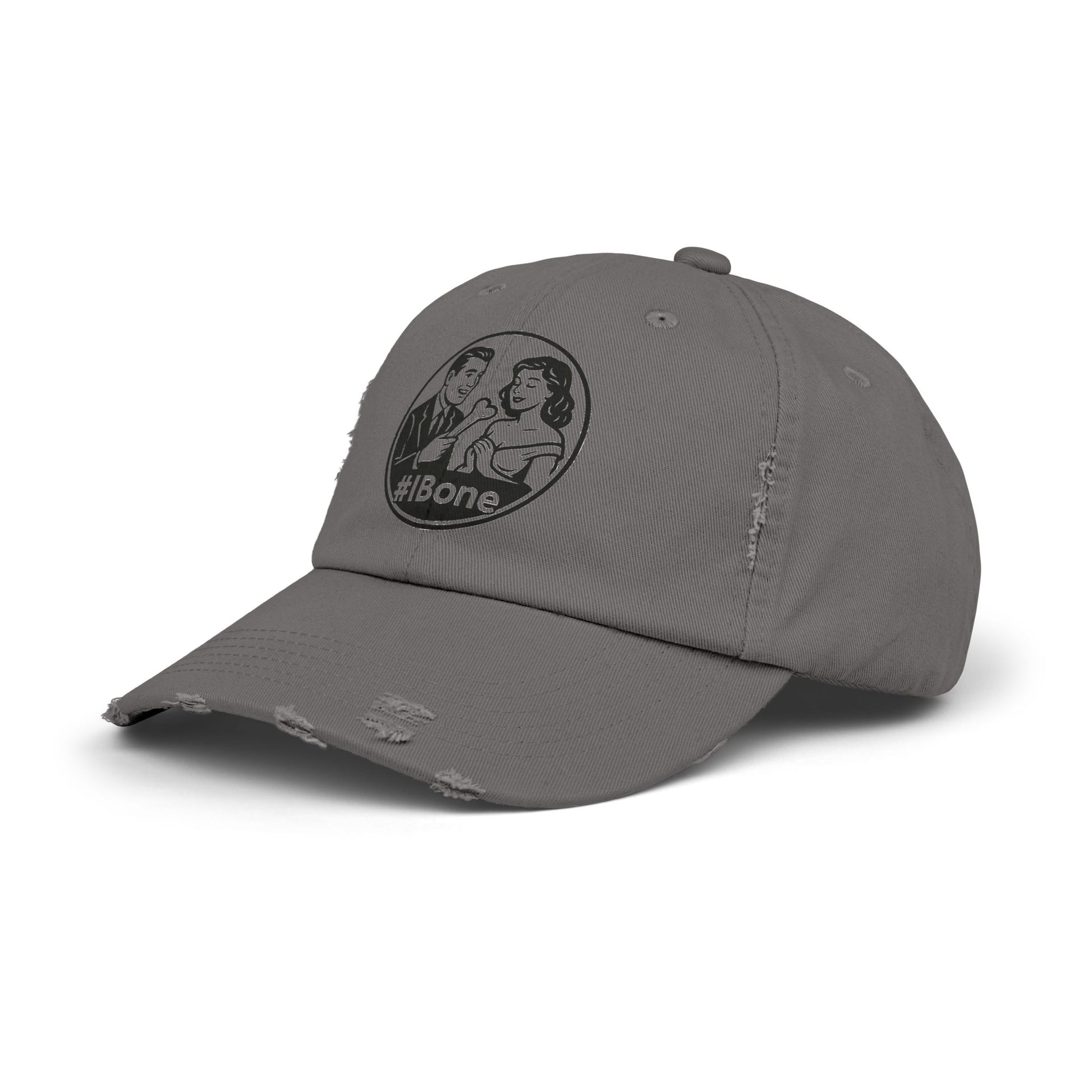 Casual Distressed Cap with Fun #IBone Design, Unisex Hat, Gift for Friends, Trendy Baseball Cap, Fashionable Headwear