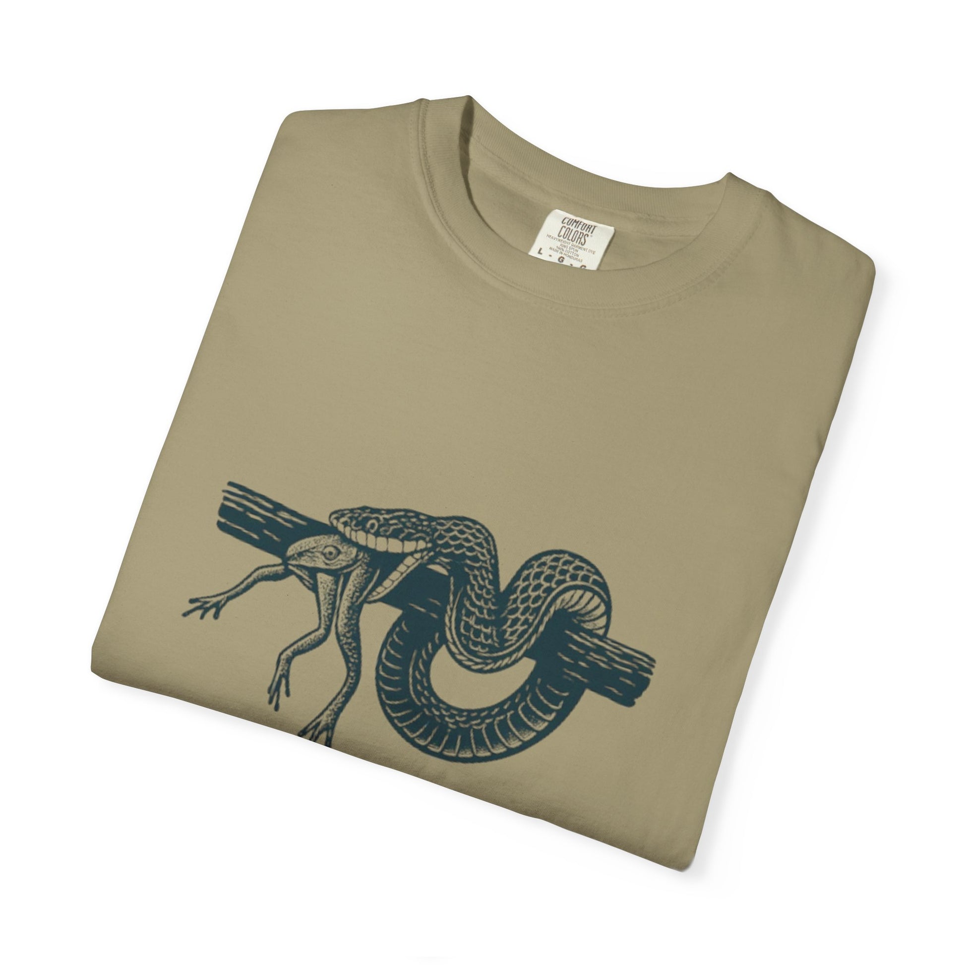 Snake and Frog Unisex T-Shirt - Nature Lover Gift, Adventure Apparel, Unique Graphic Tee, Eco-Friendly Fashion, Wildlife Enthusiast Shirt
