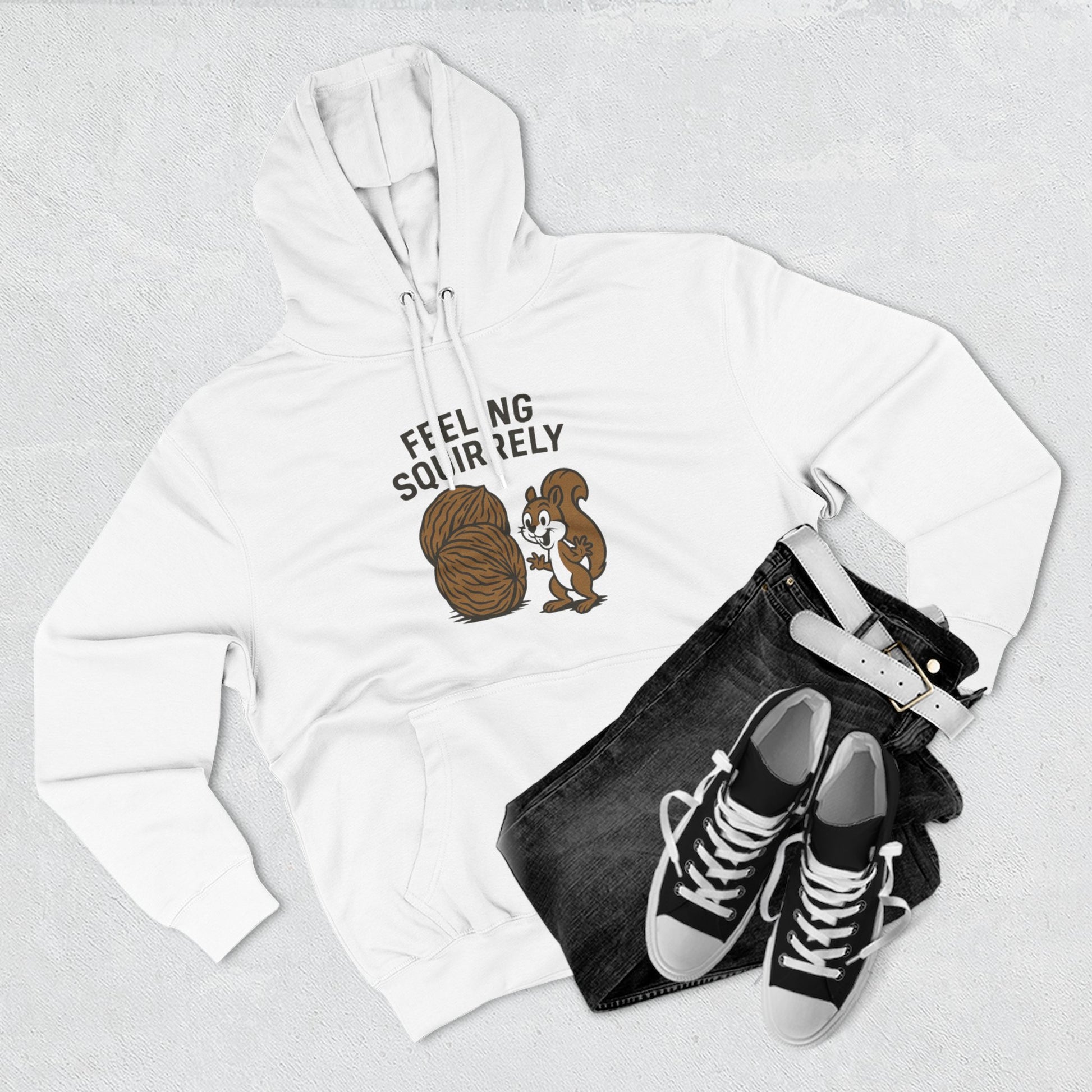 Feeling Squirrelly Hoodie - Cozy Fleece Sweatshirt, Gift for Animal Lovers, Fall Fashion, Fun Hoodie for Friends, Quirky Apparel