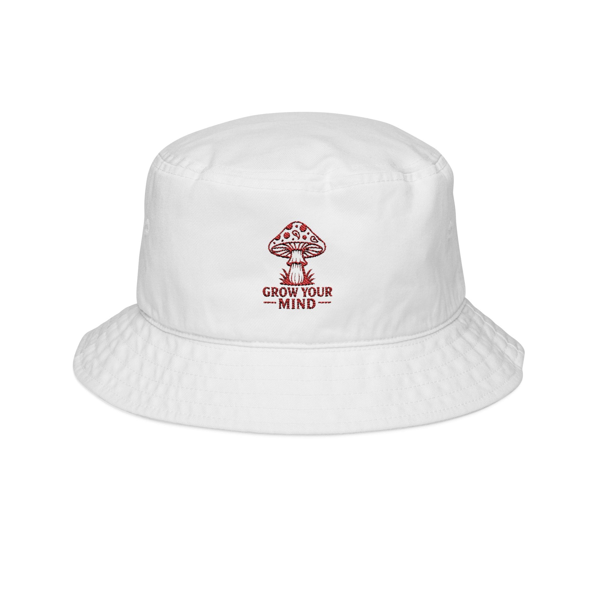 Embroidered Bucket Hat - Grow Your Mind, Trendy Hat for Nature Lovers, Summer Accessory, Gift for Friends, Unisex Fashion
