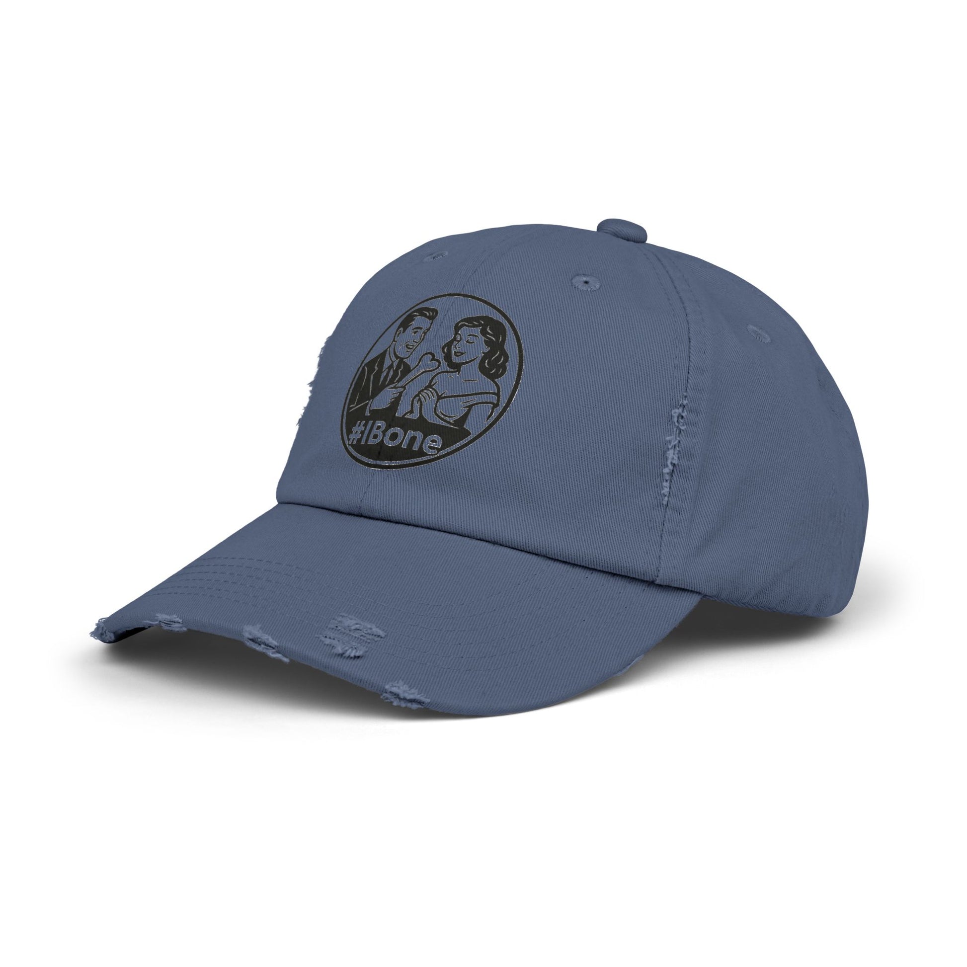 Casual Distressed Cap with Fun #IBone Design, Unisex Hat, Gift for Friends, Trendy Baseball Cap, Fashionable Headwear