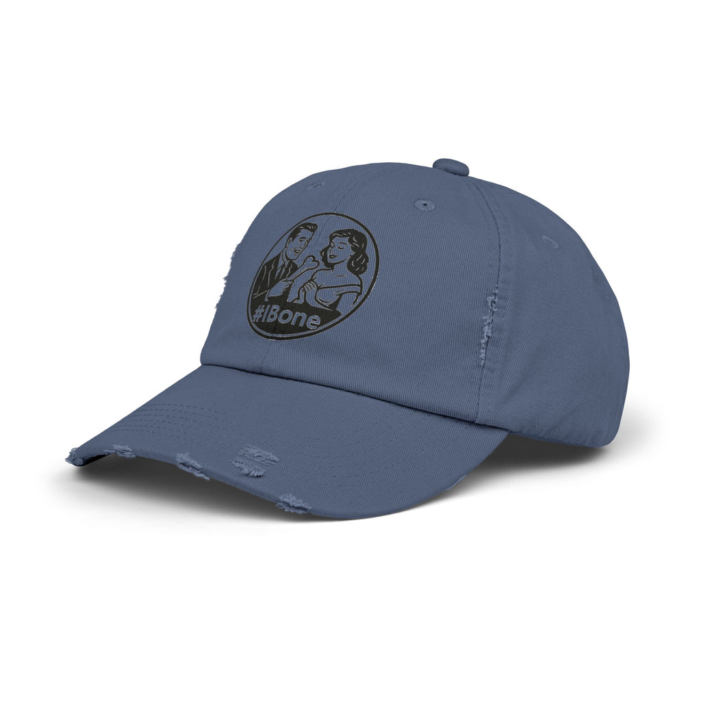 Casual Distressed Cap with Fun #IBone Design, Unisex Hat, Gift for Friends, Trendy Baseball Cap, Fashionable Headwear