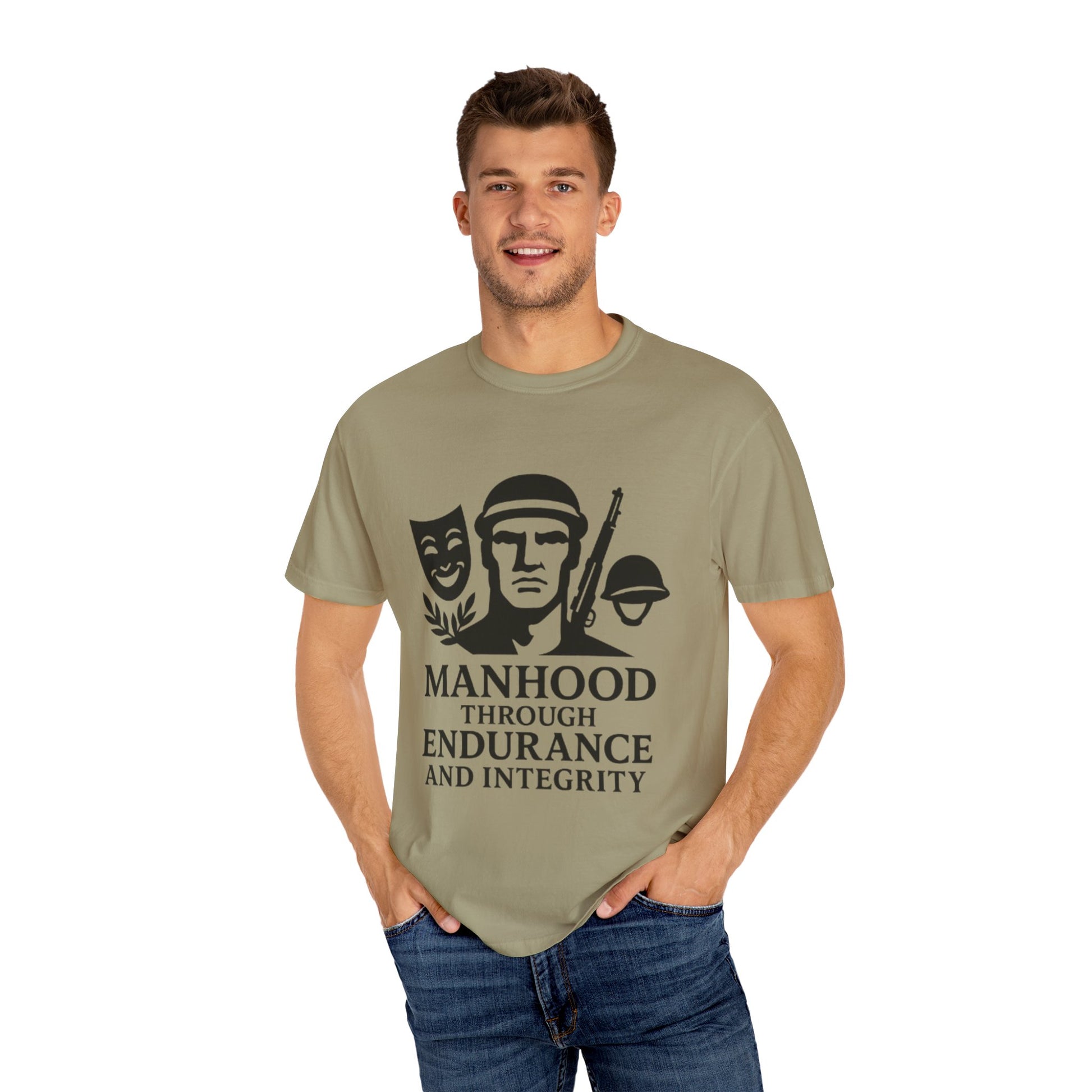 Inspirational Unisex T-Shirt: Manhood Through Endurance and Integrity, Gift for Dads, Motivational Apparel, Everyday Wear, Men's T-Shirt