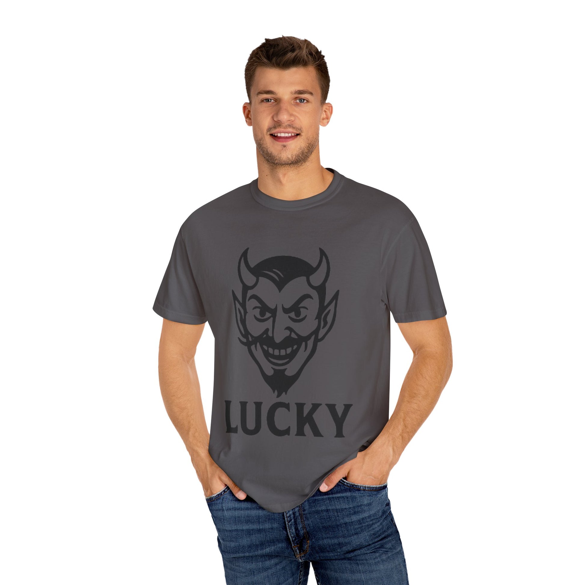 Lucky Devil Graphic Unisex T-Shirt, Spooky Style Tee, Halloween Apparel, Gift for Friends, Casual Wear