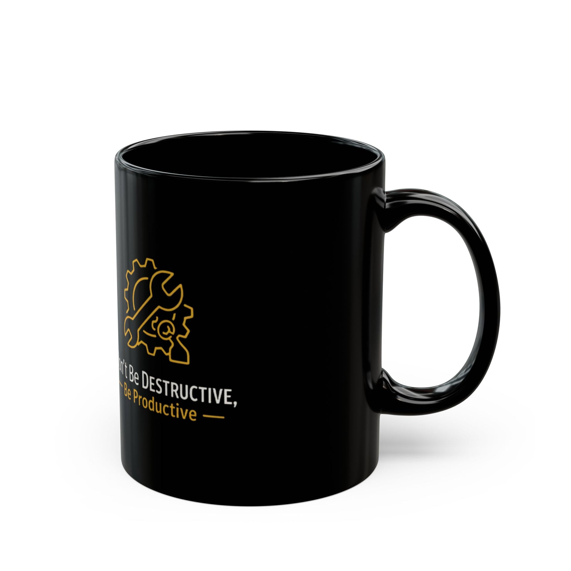 Black Productive Mug - Motivational Coffee Cup for Work, Engineering Gifts, Desk Decor, Engineering Mug, Best Friends Gift
