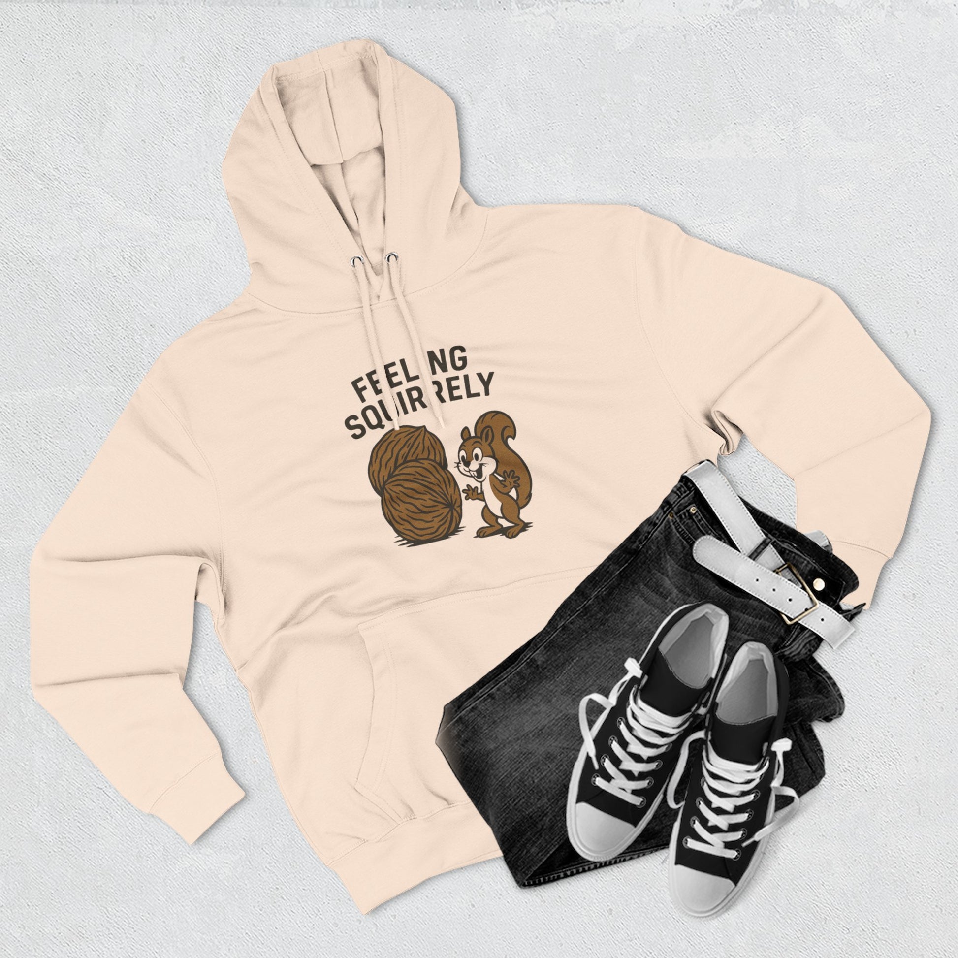 Feeling Squirrelly Hoodie - Cozy Fleece Sweatshirt, Gift for Animal Lovers, Fall Fashion, Fun Hoodie for Friends, Quirky Apparel