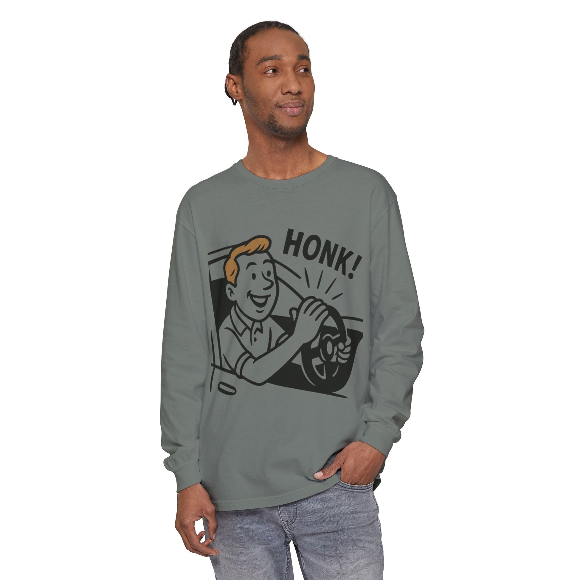 Honk Long Sleeve T-Shirt, Funny Car Enthusiast Tee, Gift for Drivers, Unisex Graphic Shirt, Casual Wear, Auto Humor Tee