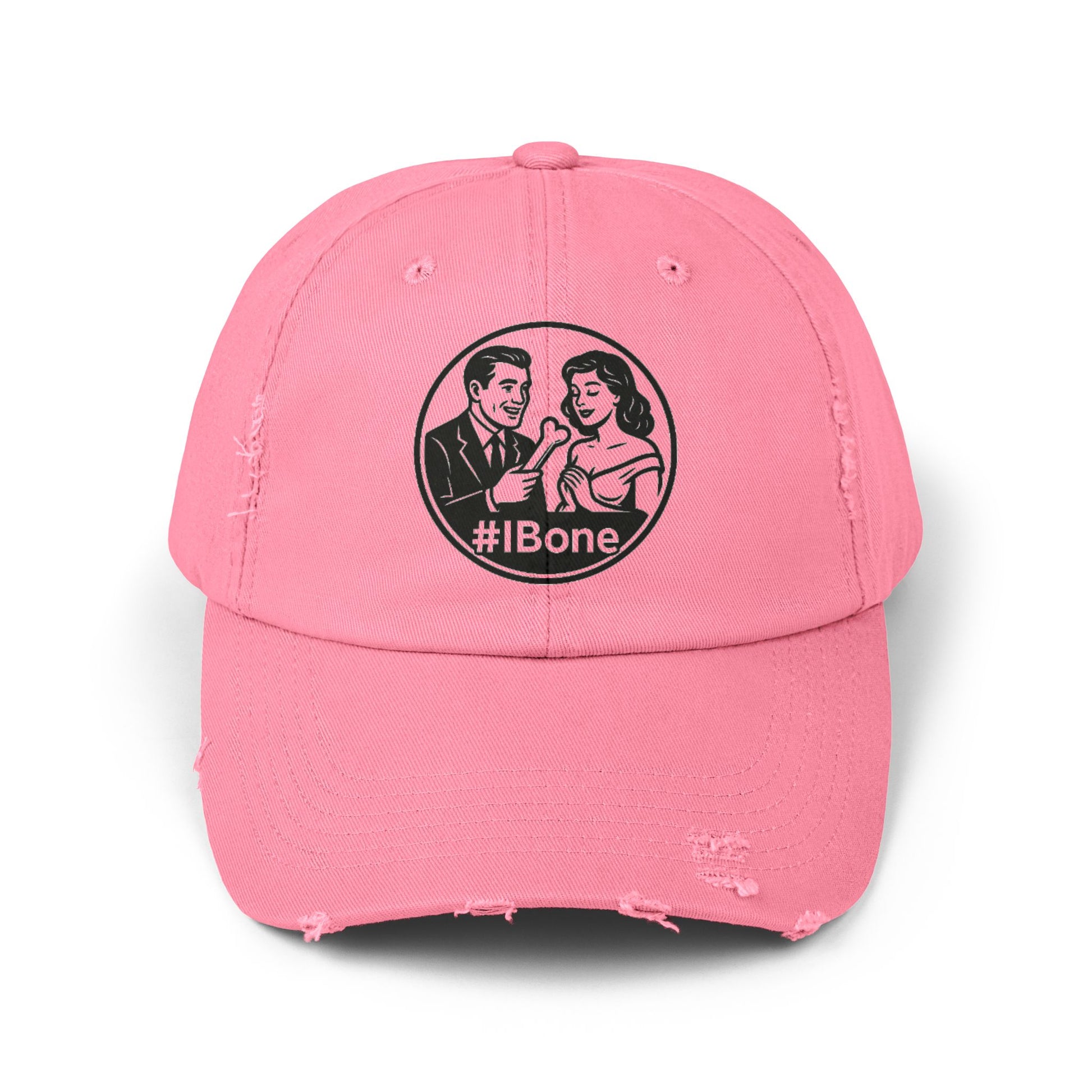 Casual Distressed Cap with Fun #IBone Design, Unisex Hat, Gift for Friends, Trendy Baseball Cap, Fashionable Headwear