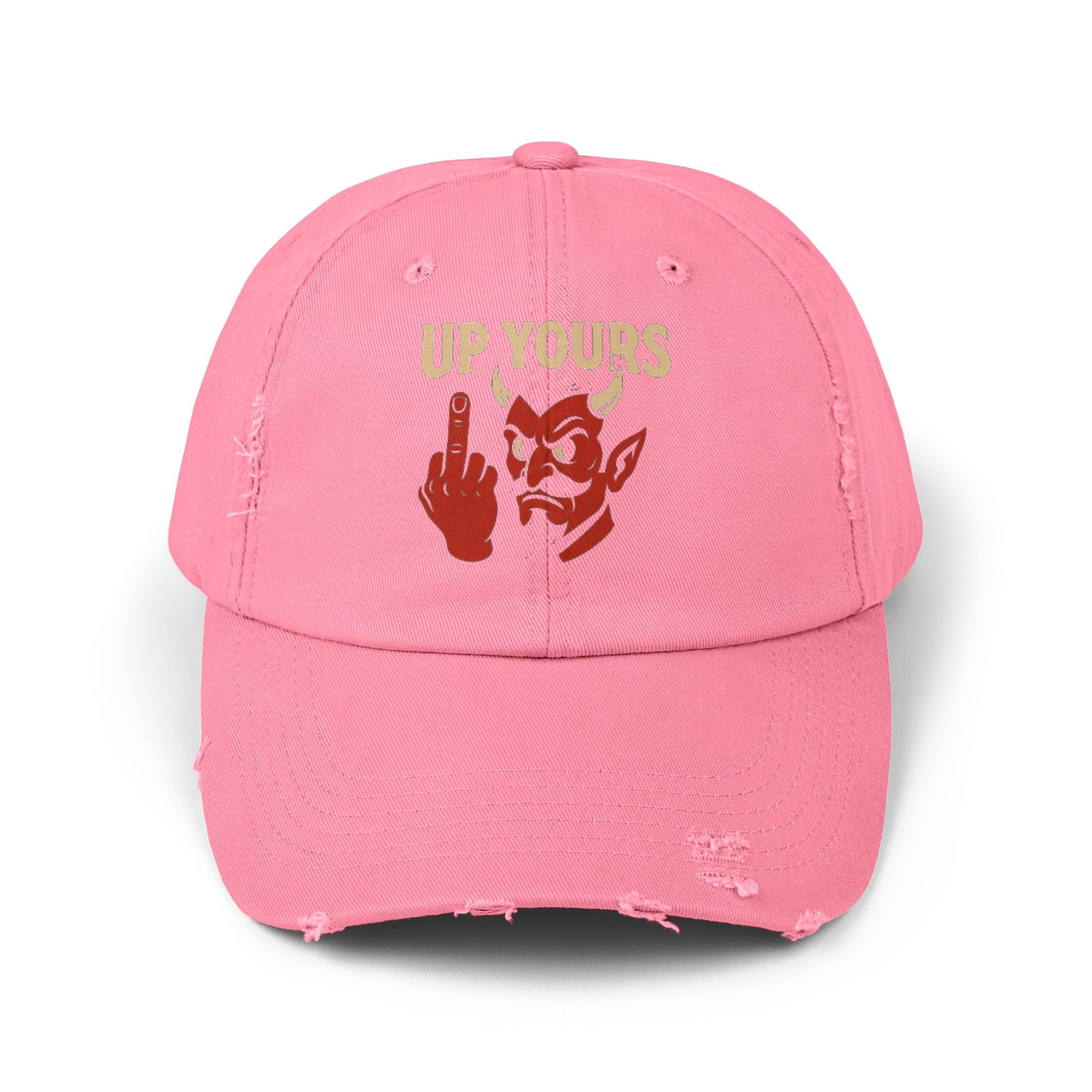 Unisex Distressed Cap with Up Yours Design, Casual Hat, Trendy Accessories, Gift for Him/Her, Streetwear Fashion, Humor Merchandise