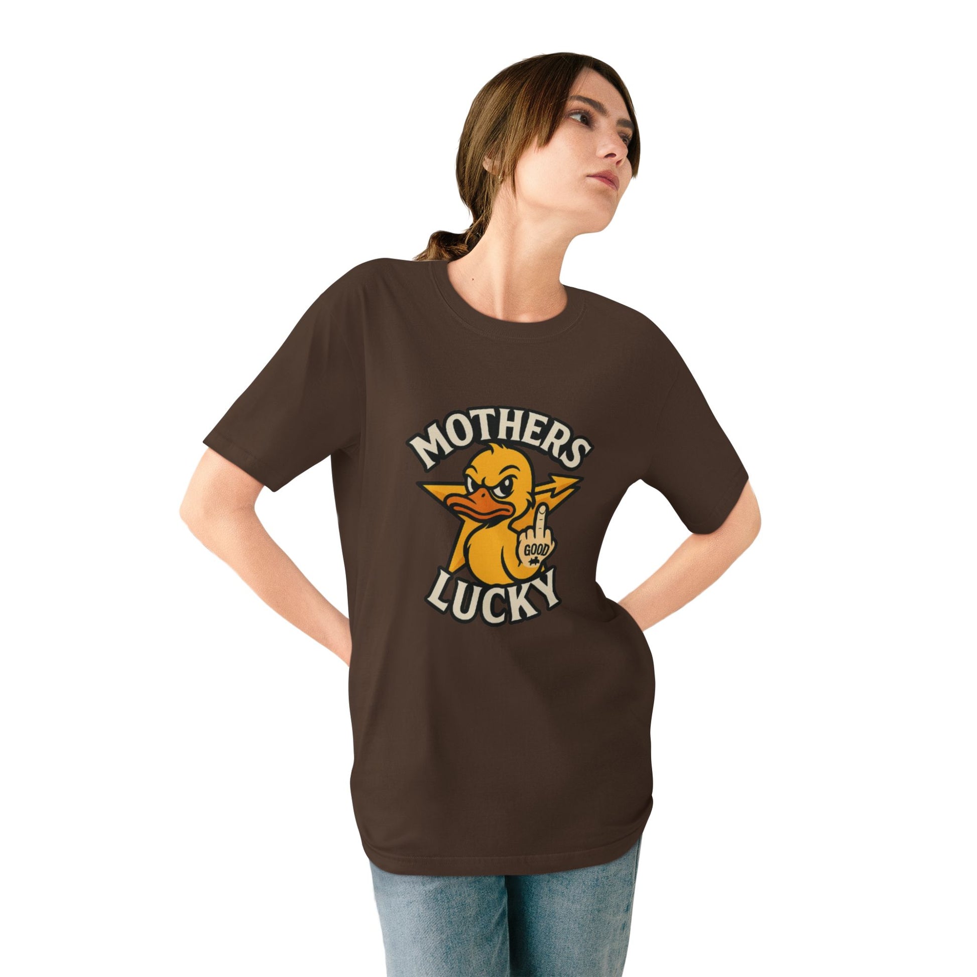 Organic Graphic Tee, Humorous T-shirt for Everyday Wear, Lucky Duck and Good Vibes Shirt, Perfect Gift for Friends, Casual Summer Outfit