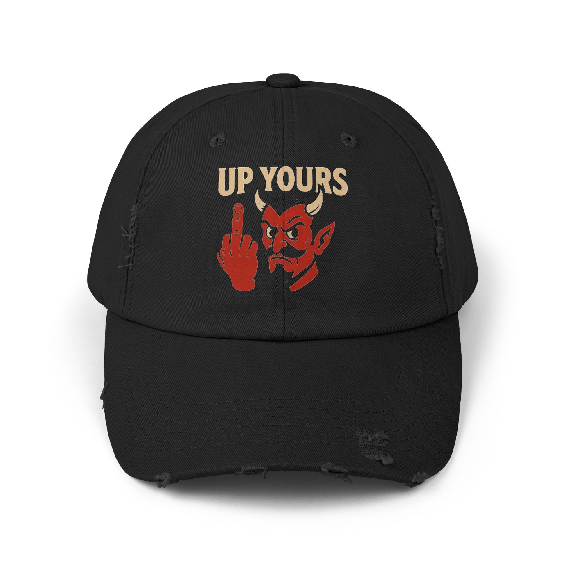 Unisex Distressed Cap with Up Yours Design, Casual Hat, Trendy Accessories, Gift for Him/Her, Streetwear Fashion, Humor Merchandise