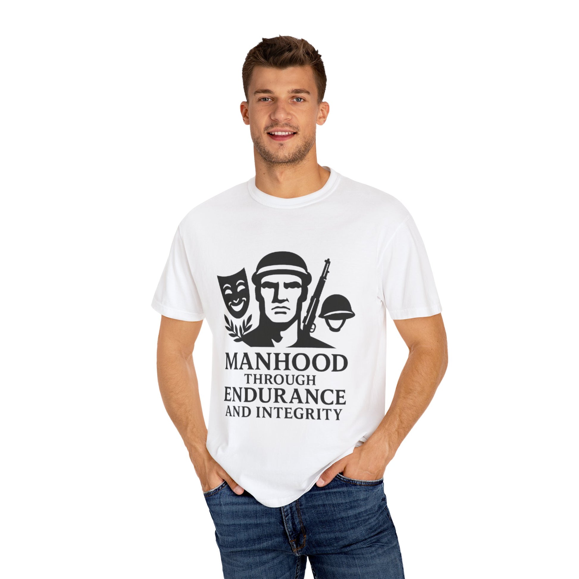 Inspirational Unisex T-Shirt: Manhood Through Endurance and Integrity, Gift for Dads, Motivational Apparel, Everyday Wear, Men's T-Shirt