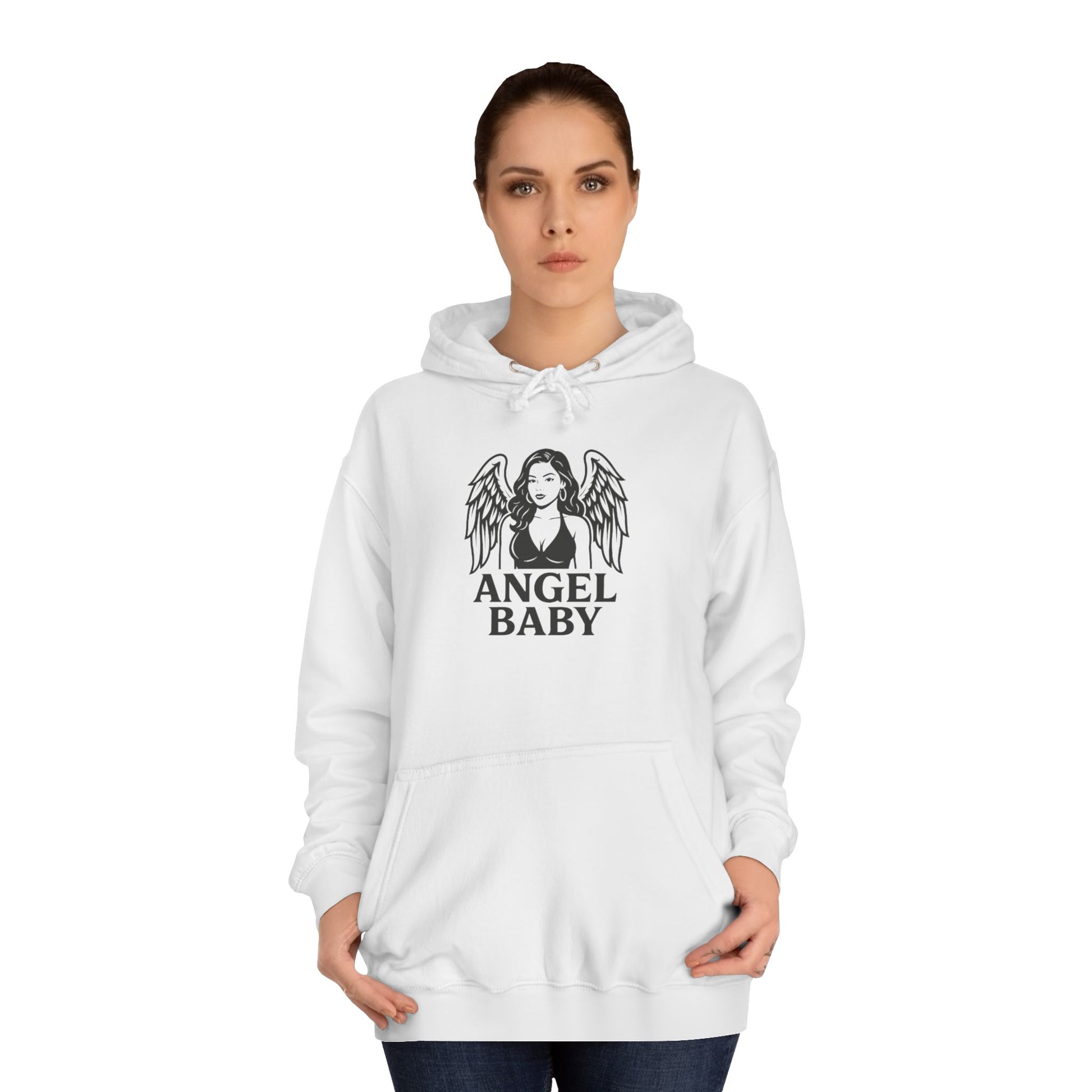 Angel Baby Unisex College Hoodie, Casual Streetwear, Gift for College Students, Fall Fashion, Unique Graphic Sweatshirt, Cozy Lounge Hoodie