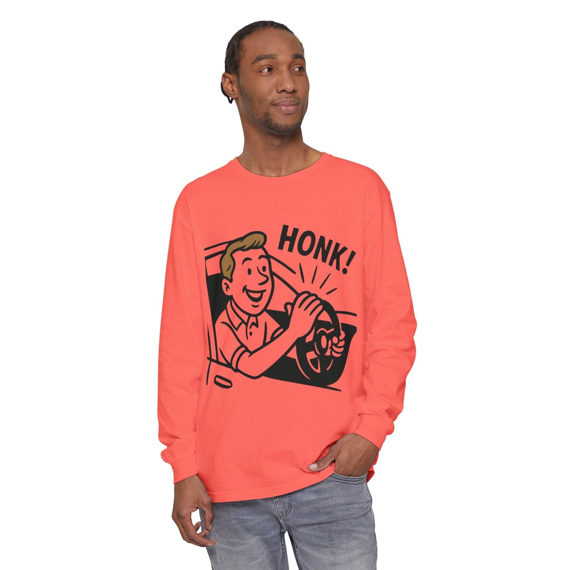 Honk Long Sleeve T-Shirt, Funny Car Enthusiast Tee, Gift for Drivers, Unisex Graphic Shirt, Casual Wear, Auto Humor Tee
