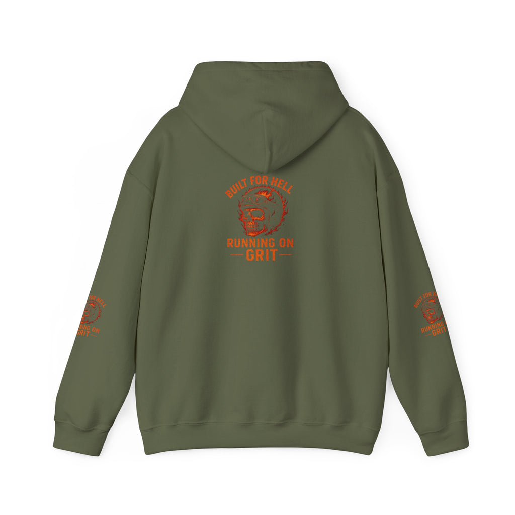 Built for Hell Hoodie - Unisex Heavy Blend Sweatshirt, Grit Motivation Apparel, Outdoorsy Gift, Casual Wear, Workout Hoodie