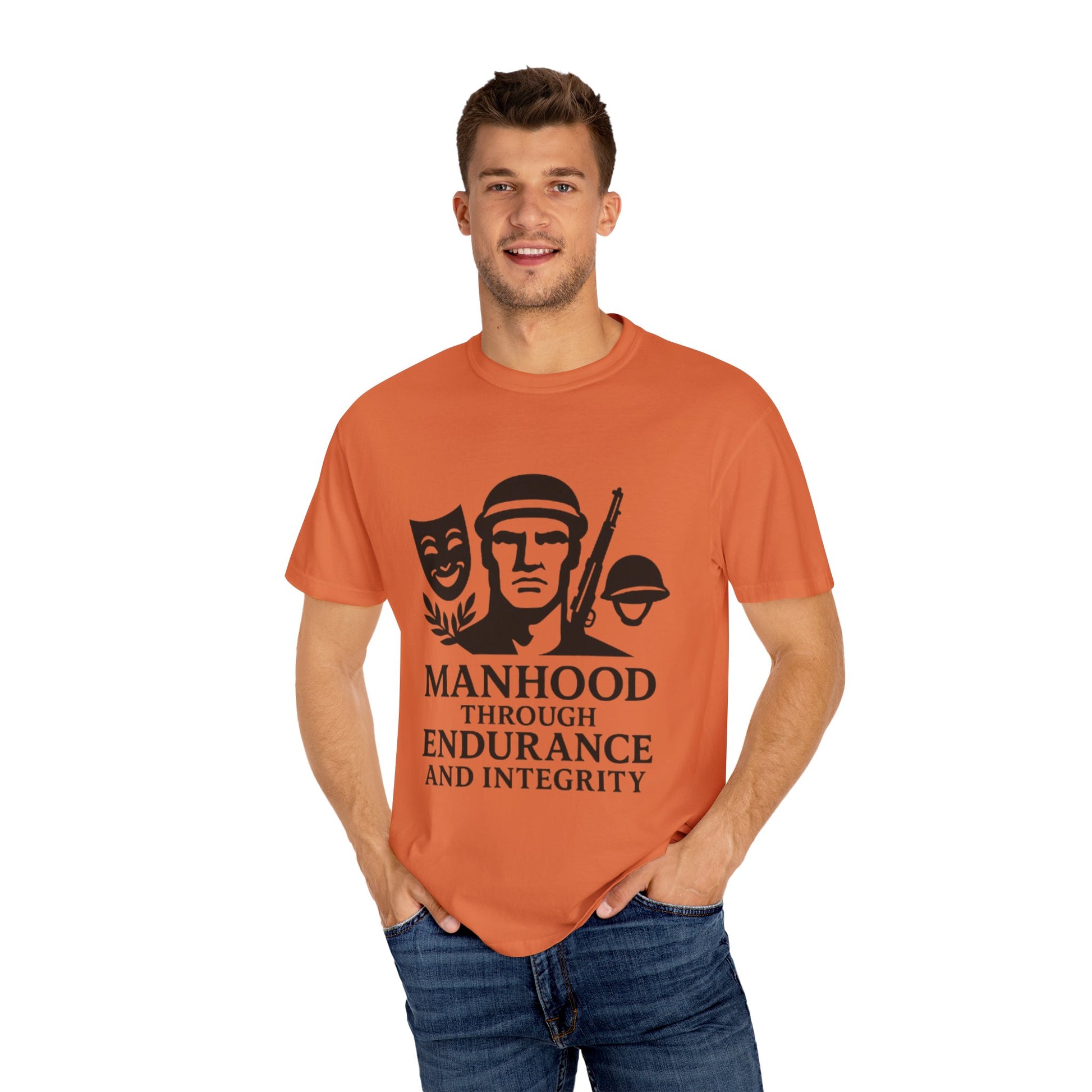 Inspirational Unisex T-Shirt: Manhood Through Endurance and Integrity, Gift for Dads, Motivational Apparel, Everyday Wear, Men's T-Shirt