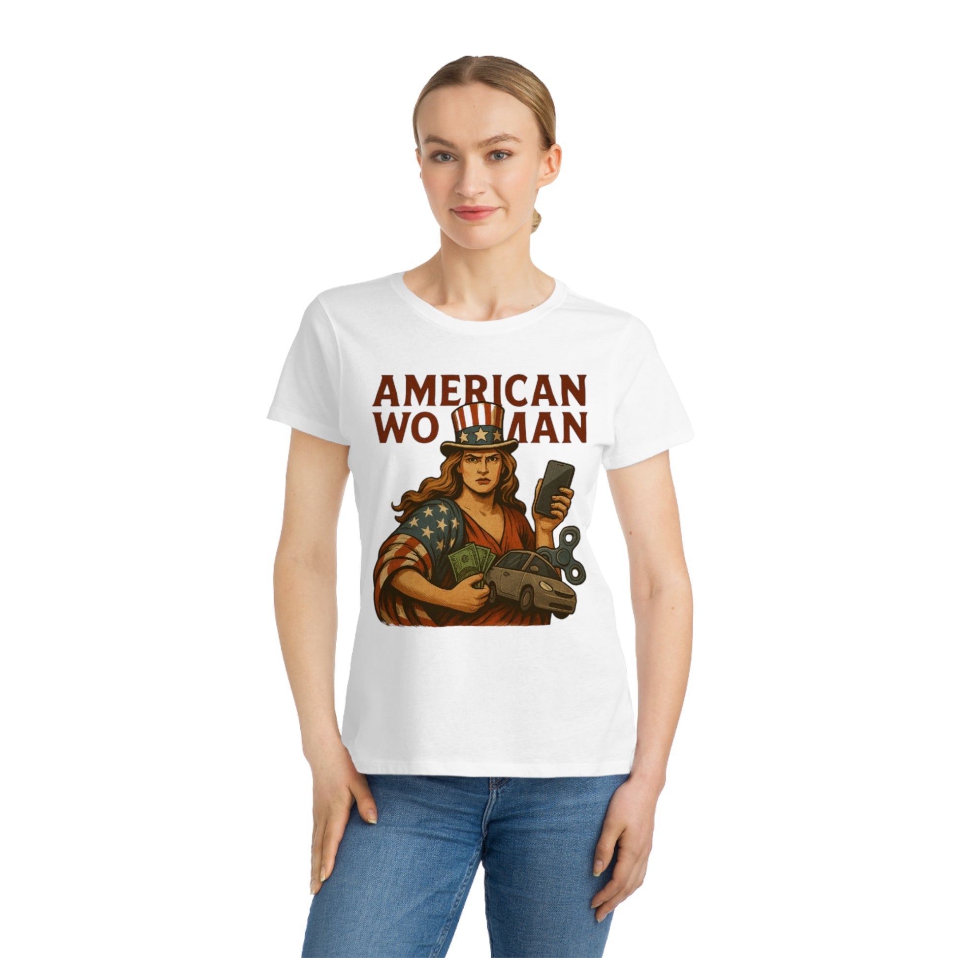 Empowering American Woman T-Shirt, Feminist Tee, Casual Wear, Gift for Her, July 4th, Independence Day Outfit