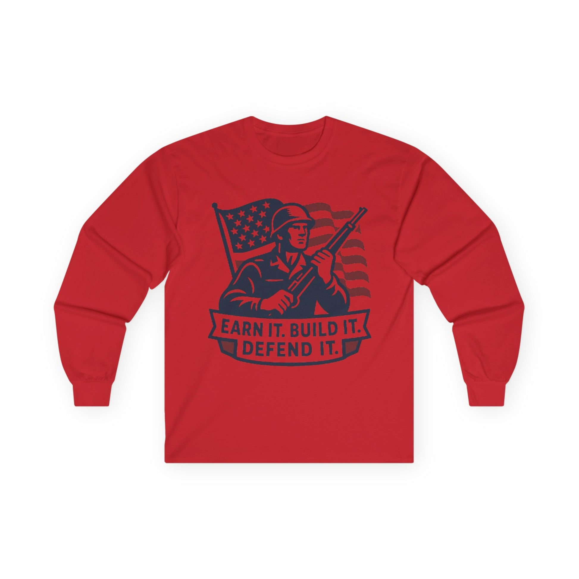 Patriotic Long Sleeve Tee for Veterans, Military Support Shirt, Independence Day Top, Memorial Day Gift, USA Pride Apparel