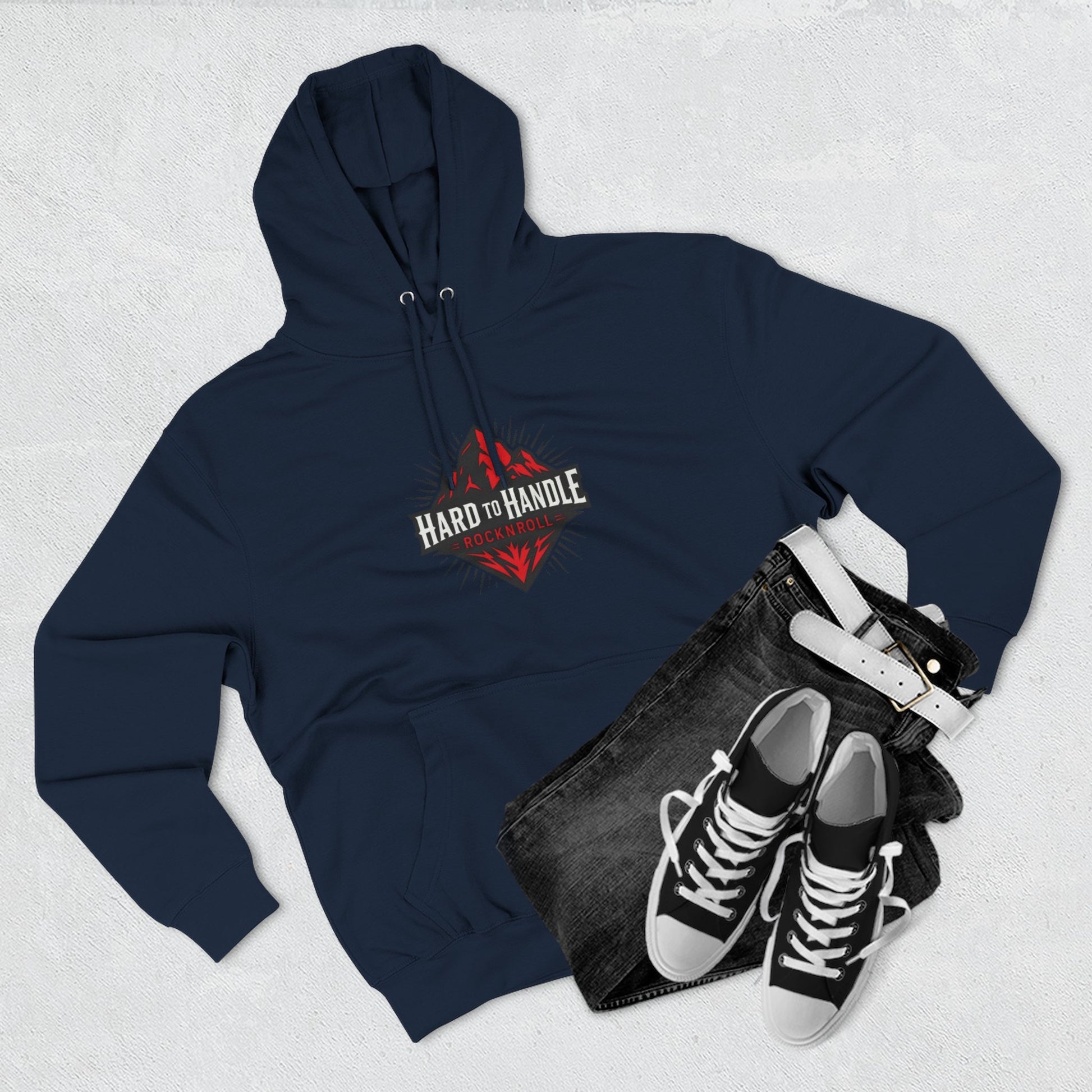 Rock On Fleece Hoodie - A Hard to Handle Design, Music Lover Gift, Cozy Layer, Festival Wear, Gift for Guitarists