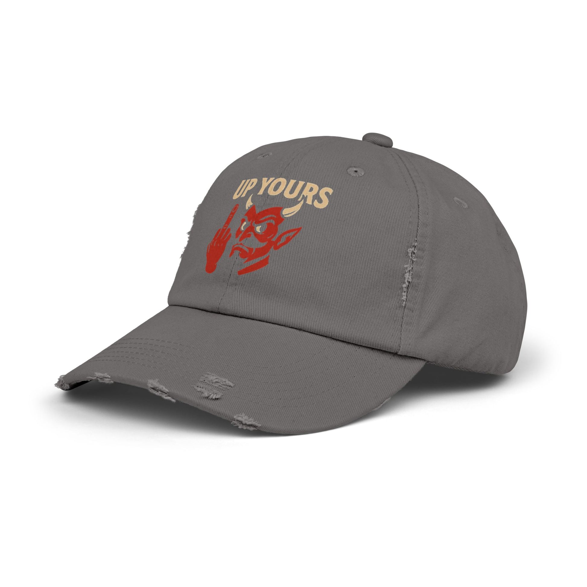 Unisex Distressed Cap with Up Yours Design, Casual Hat, Trendy Accessories, Gift for Him/Her, Streetwear Fashion, Humor Merchandise