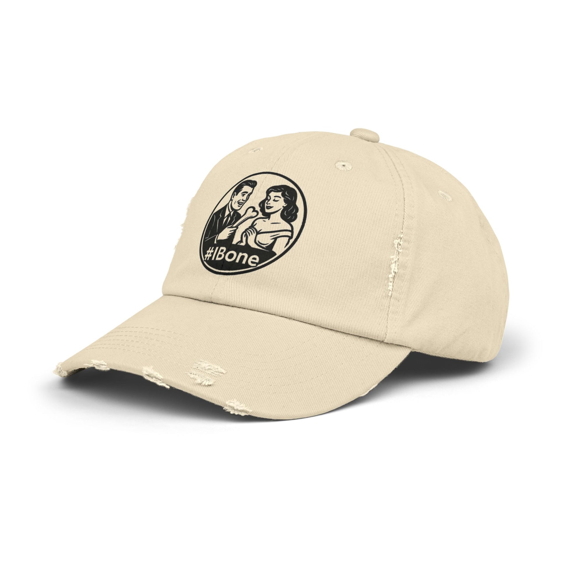 Casual Distressed Cap with Fun #IBone Design, Unisex Hat, Gift for Friends, Trendy Baseball Cap, Fashionable Headwear
