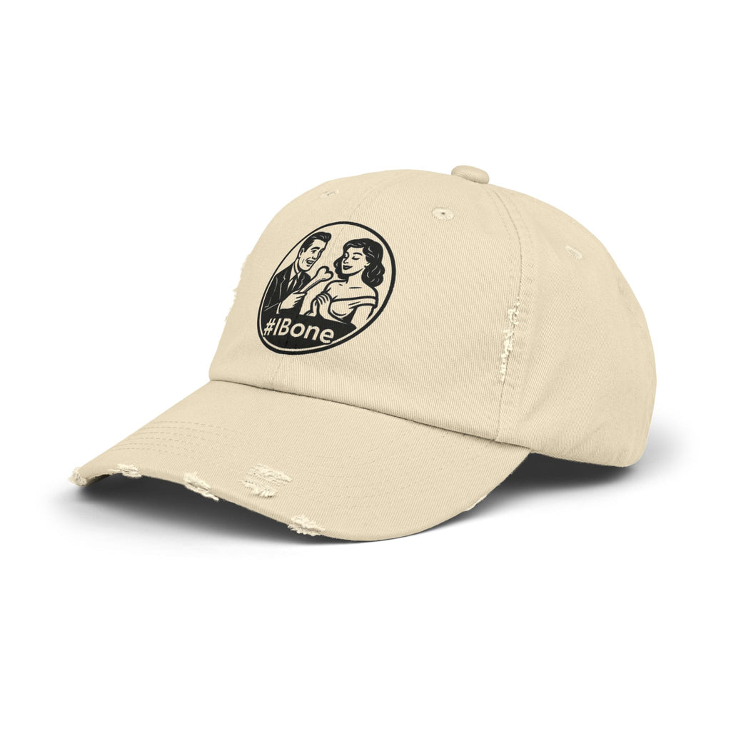 Casual Distressed Cap with Fun #IBone Design, Unisex Hat, Gift for Friends, Trendy Baseball Cap, Fashionable Headwear