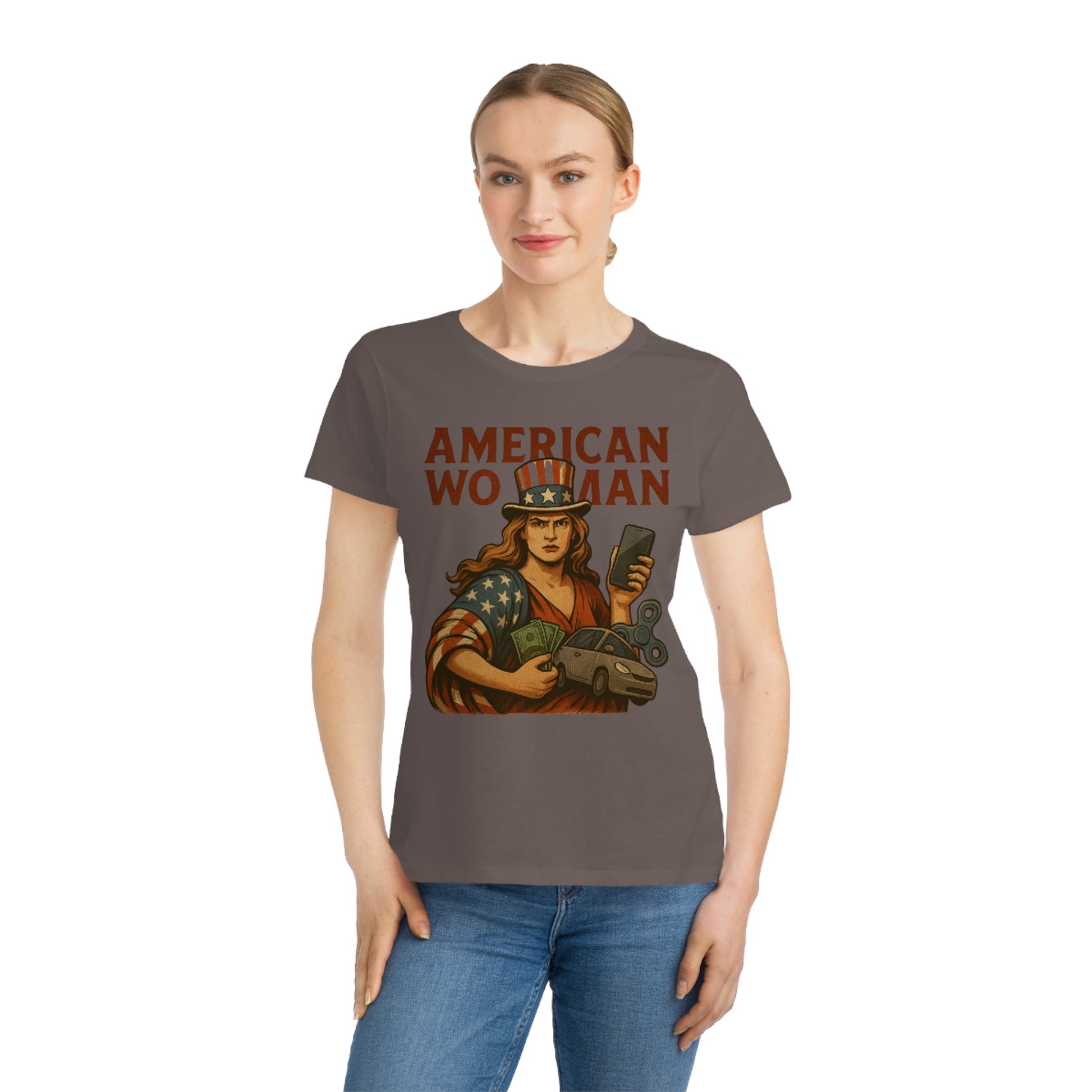 Empowering American Woman T-Shirt, Feminist Tee, Casual Wear, Gift for Her, July 4th, Independence Day Outfit